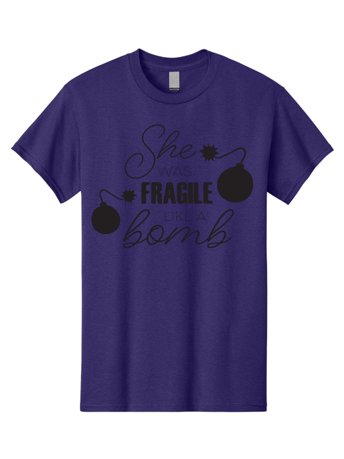She-Was-Fragile-Like-A-Bomb Men'S Graphic Tee, 100% Cotton, Comfortable Casual Summer Wear, Machine Washable, Inspirational Quote, Motivational Phrase, Strong Women, Empowerment Message, Bomb Illustration, Powerful Graphics, Female Strength, Aad157 11