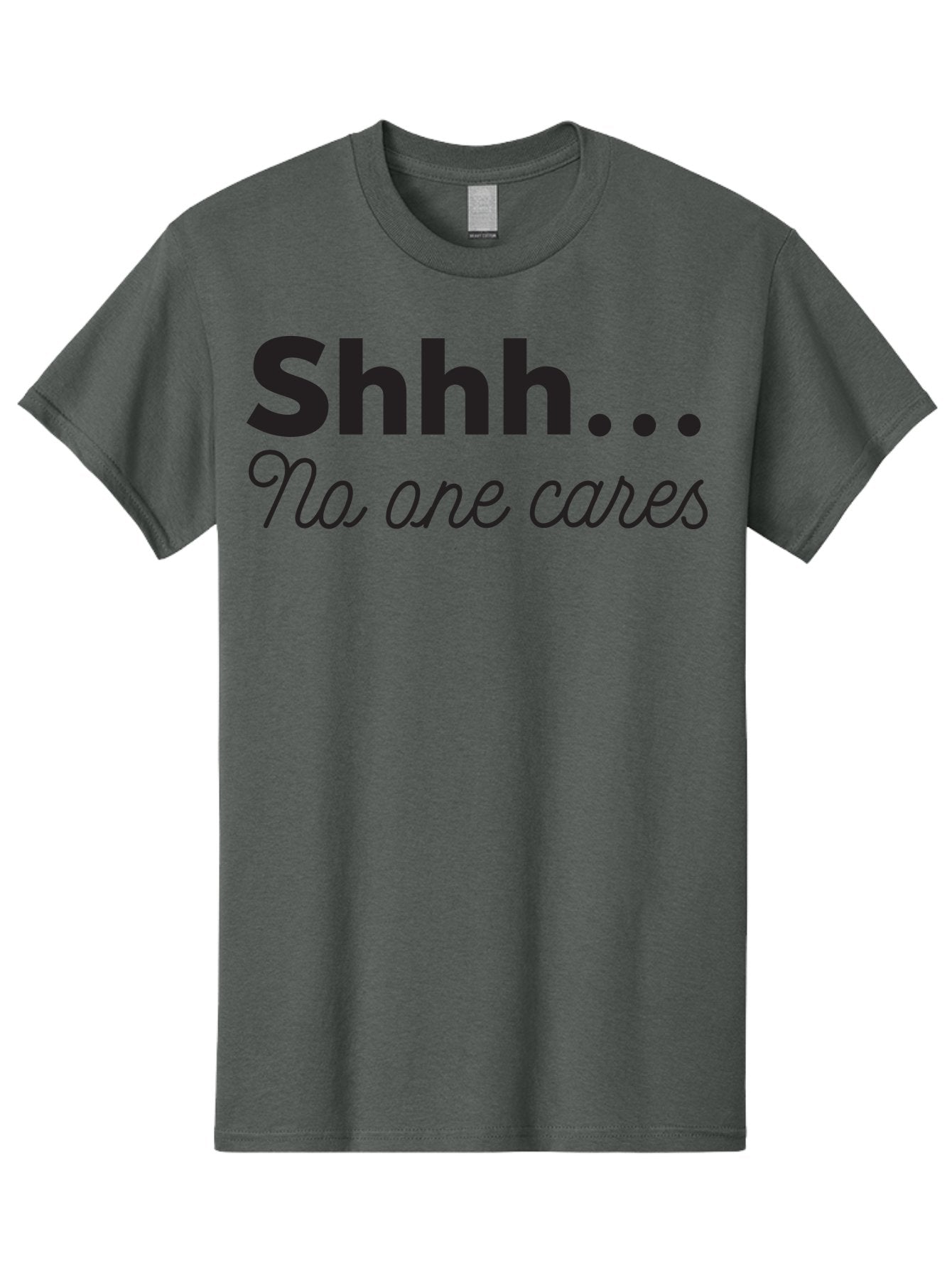 Shhhh-No-One-Cares Men'S Graphic Tee, 100% Cotton, Comfortable Casual Summer Wear, Machine Washable, Funny Quotes, Sarcastic Humor, Motivational Phrases, Inspirational Sayings, Sassy Text, Witty One-Liners, Humorous Graphics, Bold Fonts, Aad159 15