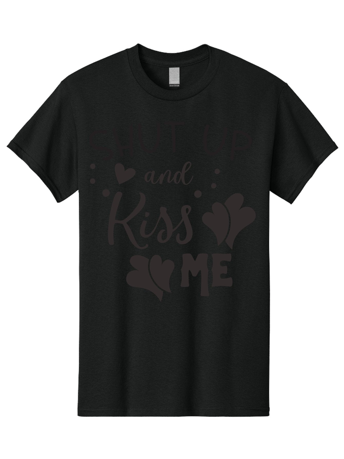 Shut-Up-And-Kiss-Me Men'S Graphic Tee, 100% Cotton, Comfortable Casual Summer Wear, Machine Washable, Love Quotes, Romantic Phrases, Kiss Me, Shut Up, Heart Shapes, Valentines Day, Love Messages, Couple Goals, Sweet Nothings Aad160 3