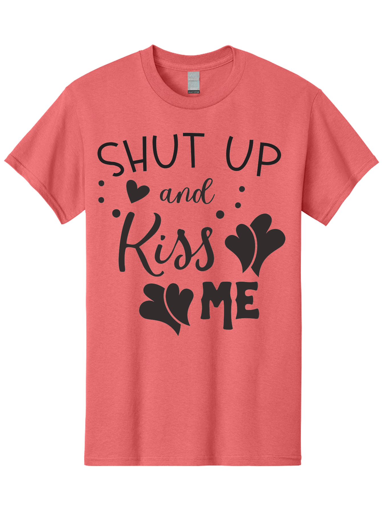 Shut-Up-And-Kiss-Me Men'S Graphic Tee, 100% Cotton, Comfortable Casual Summer Wear, Machine Washable, Love Quotes, Romantic Phrases, Kiss Me, Shut Up, Heart Shapes, Valentines Day, Love Messages, Couple Goals, Sweet Nothings Aad160 15
