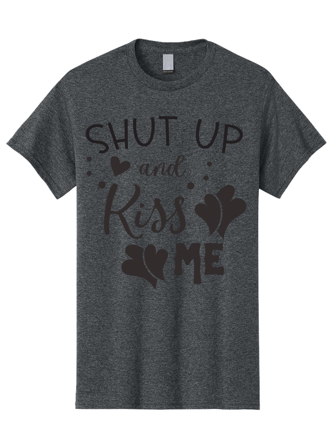 Shut-Up-And-Kiss-Me Men'S Graphic Tee, 100% Cotton, Comfortable Casual Summer Wear, Machine Washable, Love Quotes, Romantic Phrases, Kiss Me, Shut Up, Heart Shapes, Valentines Day, Love Messages, Couple Goals, Sweet Nothings Aad160