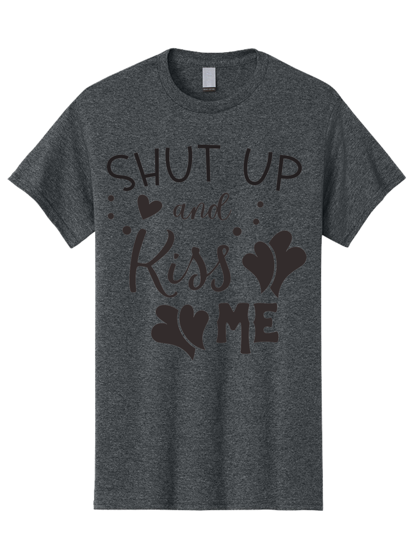 Shut-Up-And-Kiss-Me Men'S Graphic Tee, 100% Cotton, Comfortable Casual Summer Wear, Machine Washable, Love Quotes, Romantic Phrases, Kiss Me, Shut Up, Heart Shapes, Valentines Day, Love Messages, Couple Goals, Sweet Nothings Aad160 21