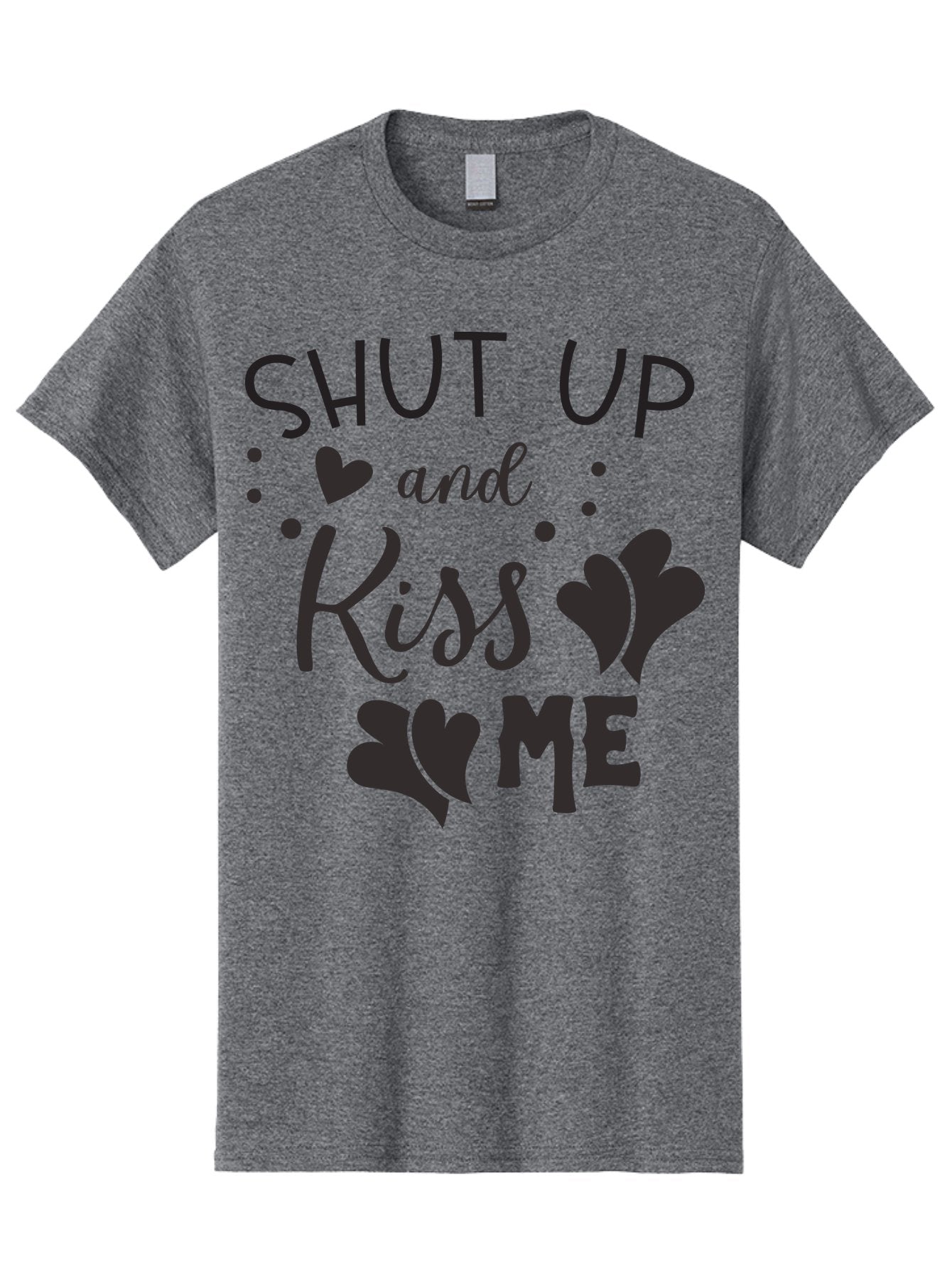 Shut-Up-And-Kiss-Me Men'S Graphic Tee, 100% Cotton, Comfortable Casual Summer Wear, Machine Washable, Love Quotes, Romantic Phrases, Kiss Me, Shut Up, Heart Shapes, Valentines Day, Love Messages, Couple Goals, Sweet Nothings Aad160 9