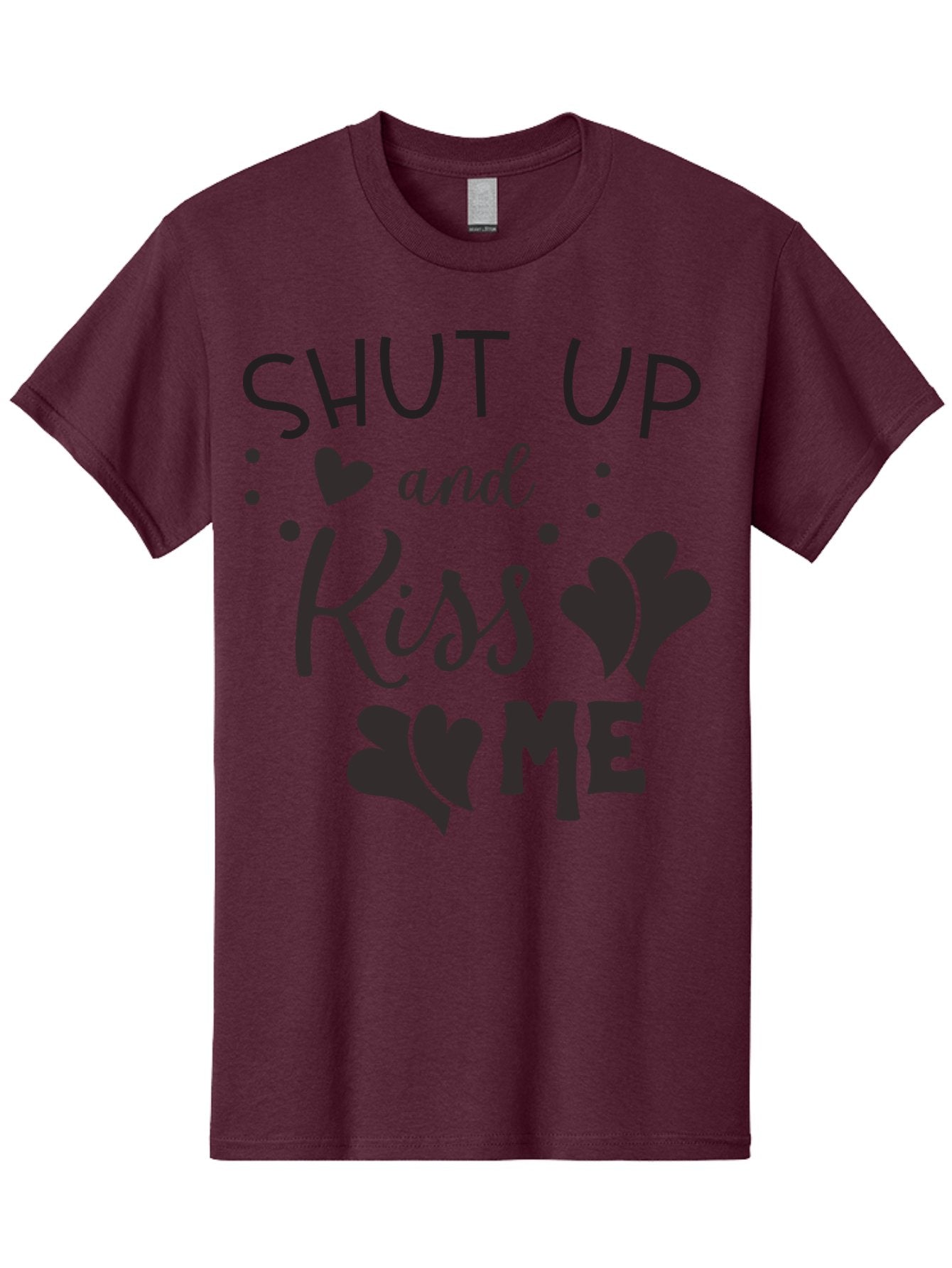 Shut-Up-And-Kiss-Me Men'S Graphic Tee, 100% Cotton, Comfortable Casual Summer Wear, Machine Washable, Love Quotes, Romantic Phrases, Kiss Me, Shut Up, Heart Shapes, Valentines Day, Love Messages, Couple Goals, Sweet Nothings Aad160 8