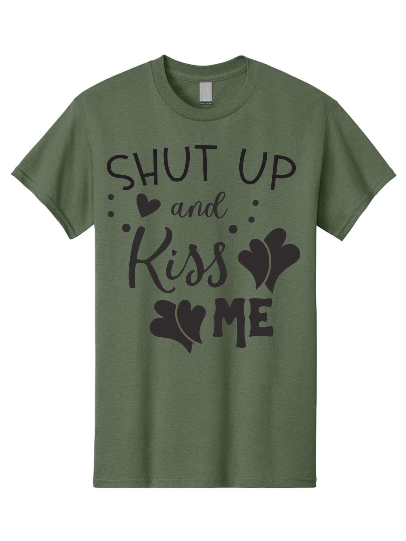 Shut-Up-And-Kiss-Me Men'S Graphic Tee, 100% Cotton, Comfortable Casual Summer Wear, Machine Washable, Love Quotes, Romantic Phrases, Kiss Me, Shut Up, Heart Shapes, Valentines Day, Love Messages, Couple Goals, Sweet Nothings Aad160 10