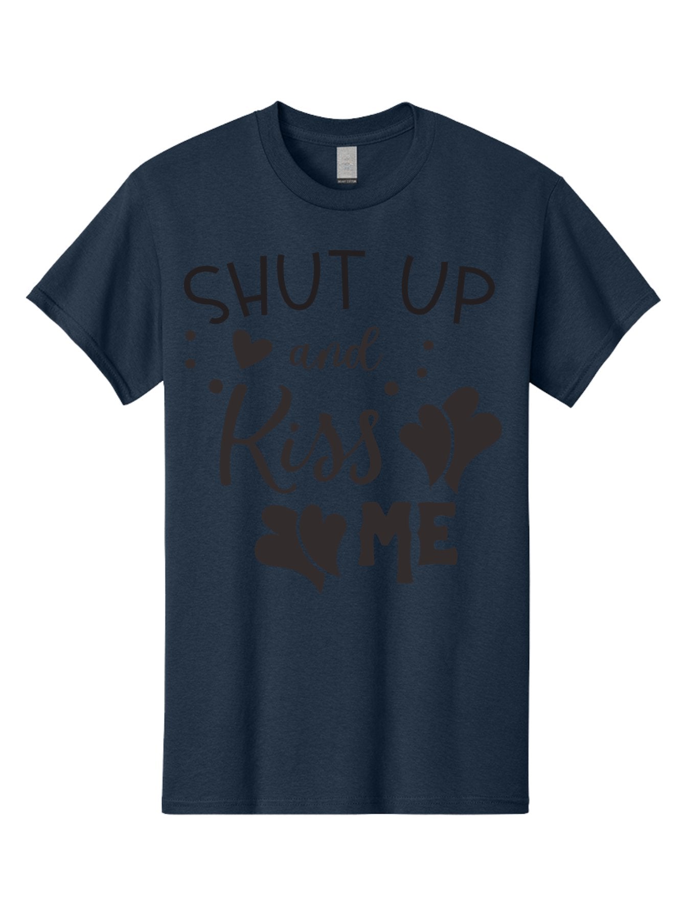 Shut-Up-And-Kiss-Me Men'S Graphic Tee, 100% Cotton, Comfortable Casual Summer Wear, Machine Washable, Love Quotes, Romantic Phrases, Kiss Me, Shut Up, Heart Shapes, Valentines Day, Love Messages, Couple Goals, Sweet Nothings Aad160 13
