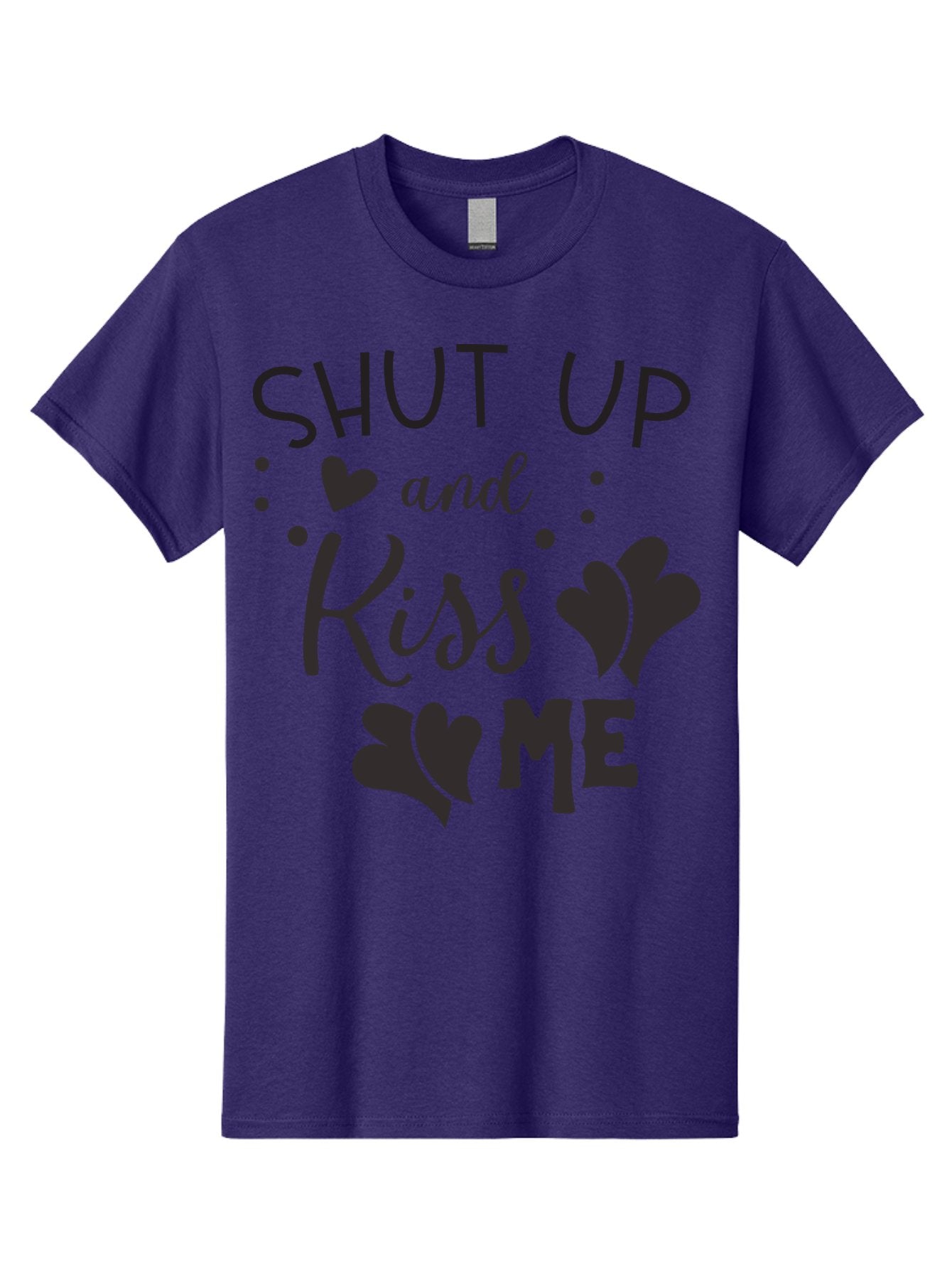 Shut-Up-And-Kiss-Me Men'S Graphic Tee, 100% Cotton, Comfortable Casual Summer Wear, Machine Washable, Love Quotes, Romantic Phrases, Kiss Me, Shut Up, Heart Shapes, Valentines Day, Love Messages, Couple Goals, Sweet Nothings Aad160 15
