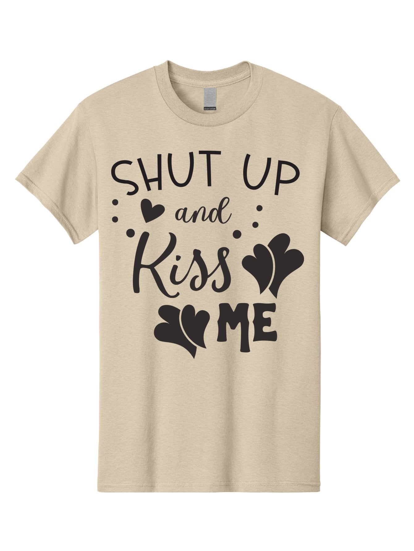 Shut-Up-And-Kiss-Me Men'S Graphic Tee, 100% Cotton, Comfortable Casual Summer Wear, Machine Washable, Love Quotes, Romantic Phrases, Kiss Me, Shut Up, Heart Shapes, Valentines Day, Love Messages, Couple Goals, Sweet Nothings Aad160 12
