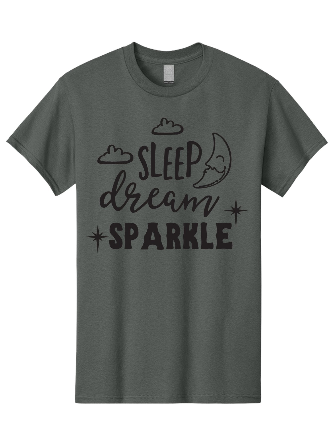 Sleep-Dream-Sparkle Men'S Graphic Tee, 100% Cotton, Comfortable Casual Summer Wear, Machine Washable, Inspirational Quote, Motivational Phrase, Sleep, Dream, Sparkle, Stars, Moon, Clouds, Whimsical Design, Positive Vibes, Good Night Message Aad163 13