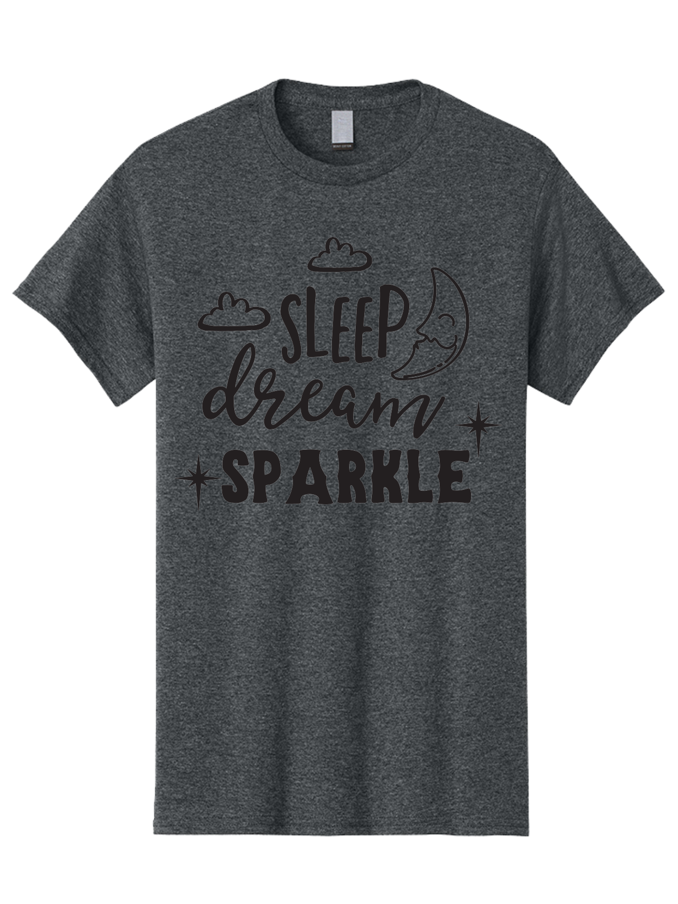 Sleep-Dream-Sparkle Men'S Graphic Tee, 100% Cotton, Comfortable Casual Summer Wear, Machine Washable, Inspirational Quote, Motivational Phrase, Sleep, Dream, Sparkle, Stars, Moon, Clouds, Whimsical Design, Positive Vibes, Good Night Message Aad163 23