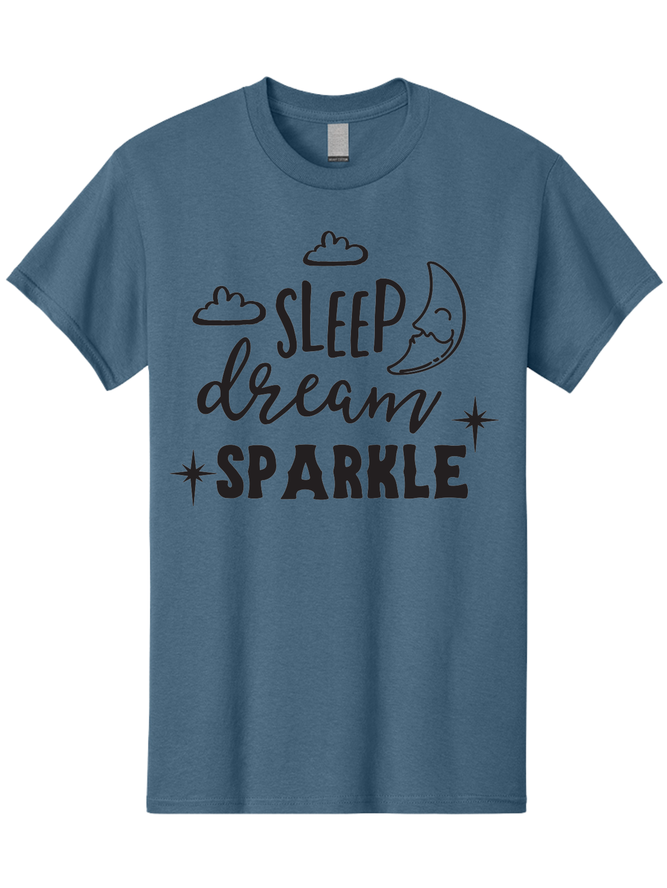 Sleep-Dream-Sparkle Men'S Graphic Tee, 100% Cotton, Comfortable Casual Summer Wear, Machine Washable, Inspirational Quote, Motivational Phrase, Sleep, Dream, Sparkle, Stars, Moon, Clouds, Whimsical Design, Positive Vibes, Good Night Message Aad163 9