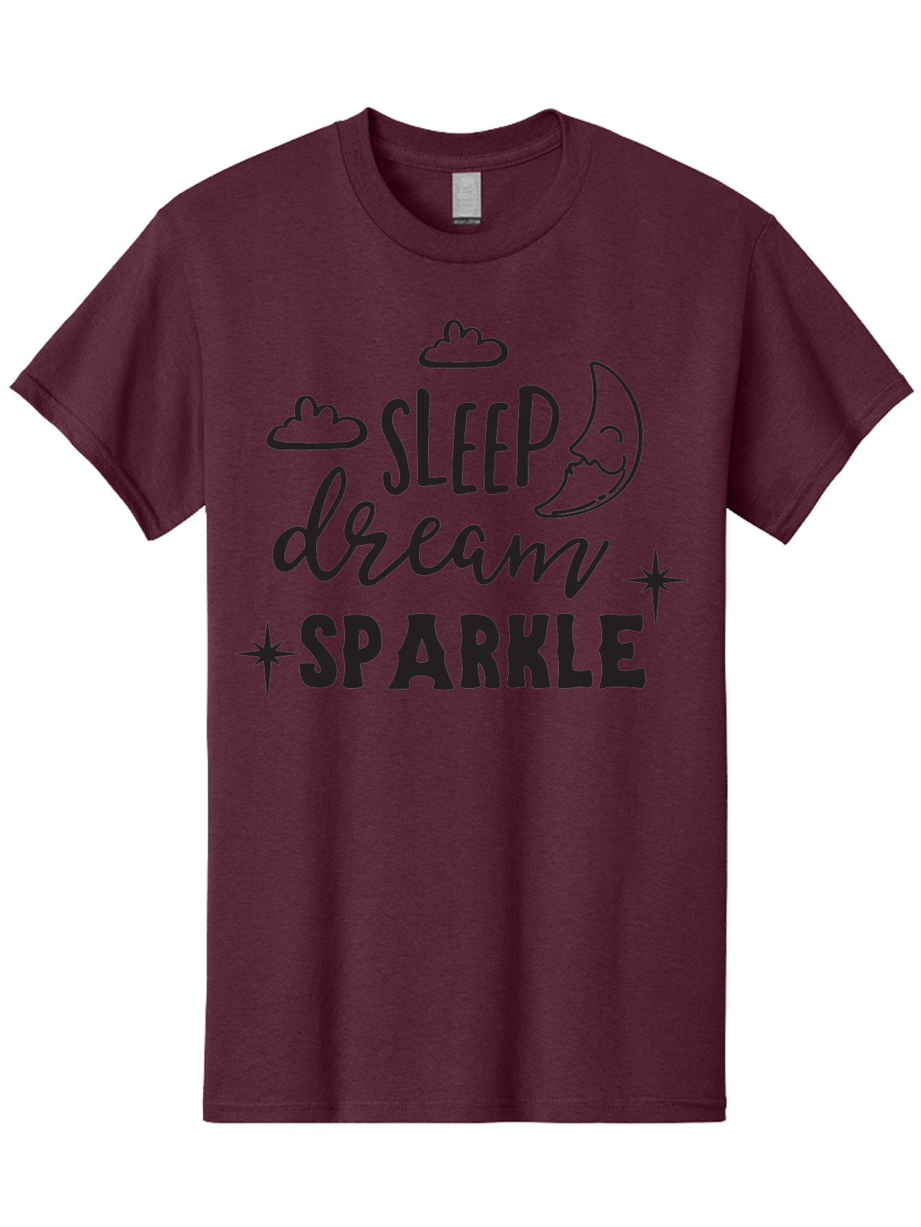 Sleep-Dream-Sparkle Men'S Graphic Tee, 100% Cotton, Comfortable Casual Summer Wear, Machine Washable, Inspirational Quote, Motivational Phrase, Sleep, Dream, Sparkle, Stars, Moon, Clouds, Whimsical Design, Positive Vibes, Good Night Message Aad163 7