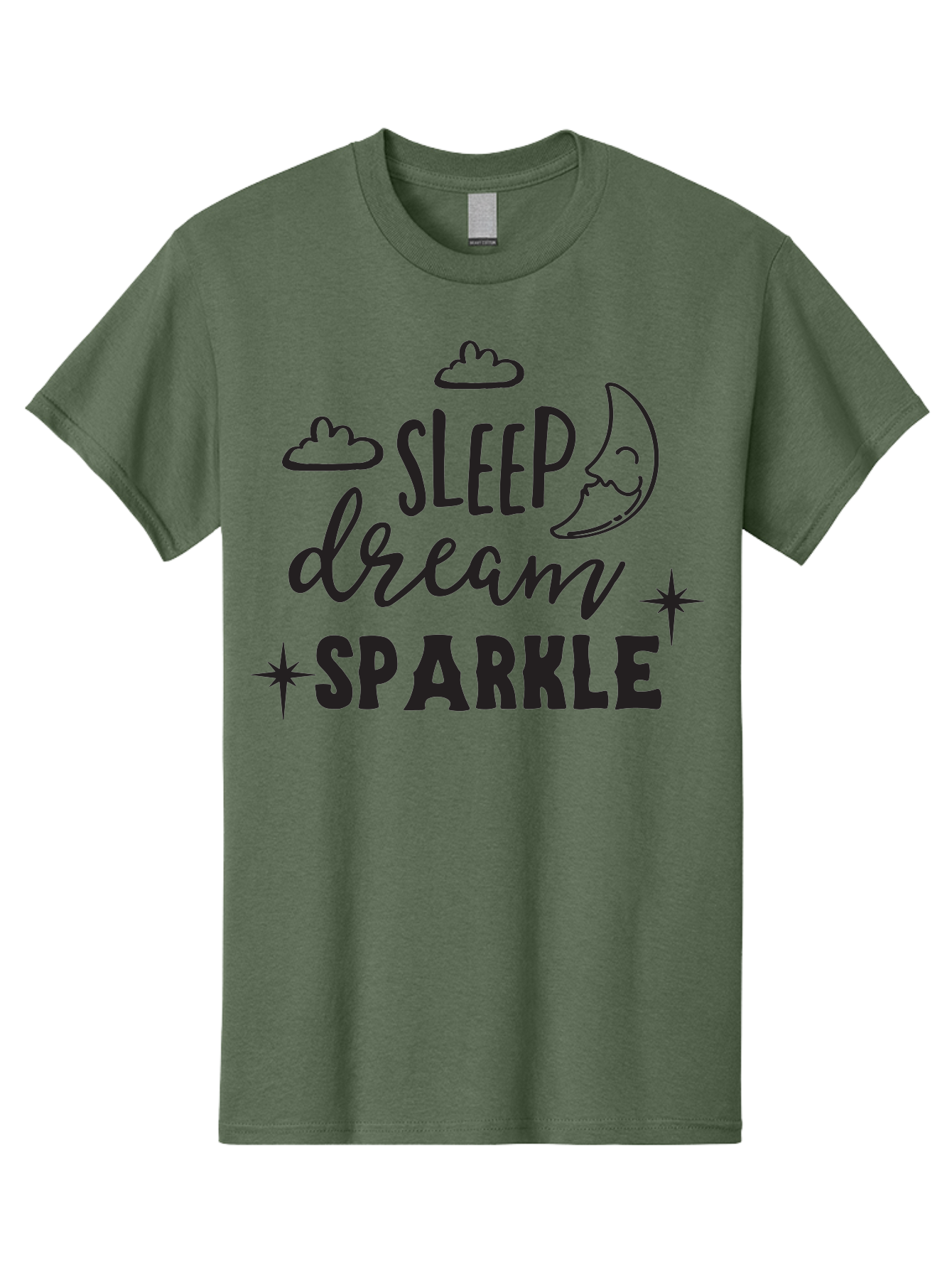 Sleep-Dream-Sparkle Men'S Graphic Tee, 100% Cotton, Comfortable Casual Summer Wear, Machine Washable, Inspirational Quote, Motivational Phrase, Sleep, Dream, Sparkle, Stars, Moon, Clouds, Whimsical Design, Positive Vibes, Good Night Message Aad163 19