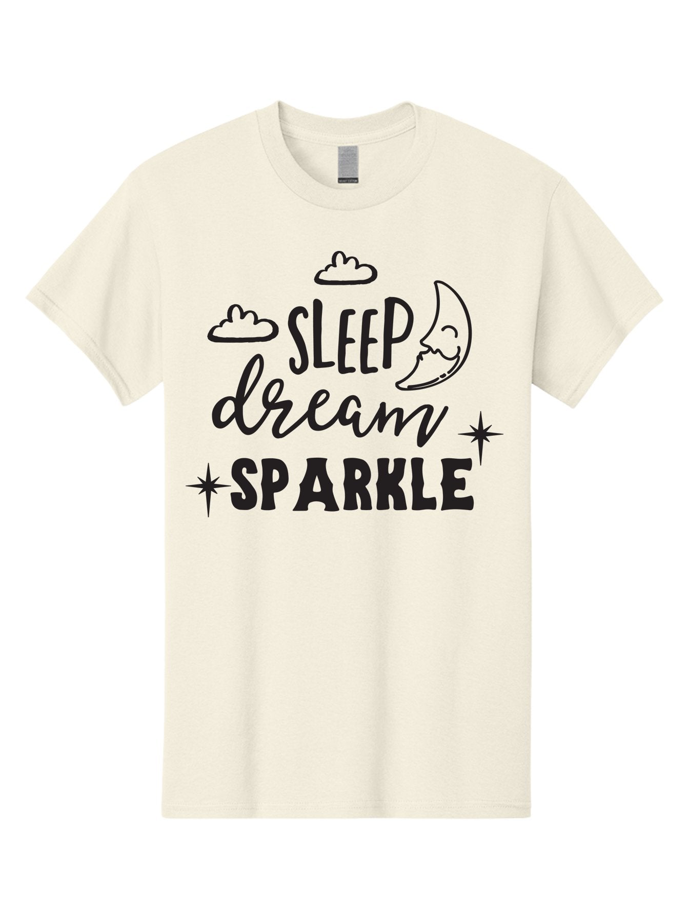 Sleep-Dream-Sparkle Men'S Graphic Tee, 100% Cotton, Comfortable Casual Summer Wear, Machine Washable, Inspirational Quote, Motivational Phrase, Sleep, Dream, Sparkle, Stars, Moon, Clouds, Whimsical Design, Positive Vibes, Good Night Message Aad163 8