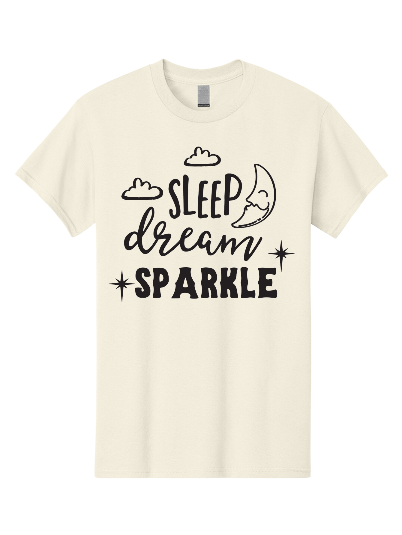 Sleep-Dream-Sparkle Men'S Graphic Tee, 100% Cotton, Comfortable Casual Summer Wear, Machine Washable, Inspirational Quote, Motivational Phrase, Sleep, Dream, Sparkle, Stars, Moon, Clouds, Whimsical Design, Positive Vibes, Good Night Message Aad163 11