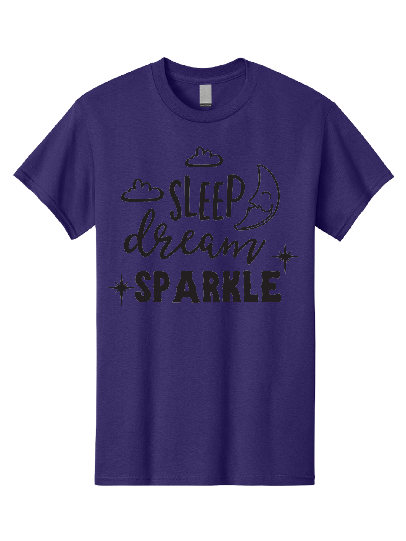 Sleep-Dream-Sparkle Men'S Graphic Tee, 100% Cotton, Comfortable Casual Summer Wear, Machine Washable, Inspirational Quote, Motivational Phrase, Sleep, Dream, Sparkle, Stars, Moon, Clouds, Whimsical Design, Positive Vibes, Good Night Message Aad163 5