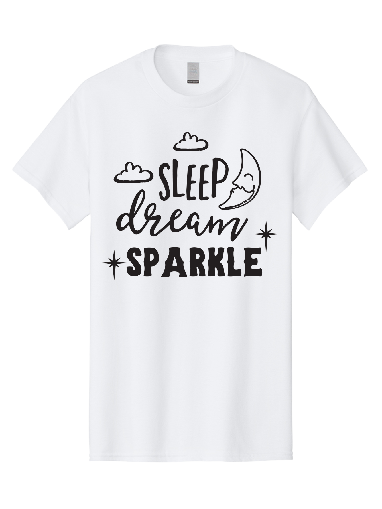 Sleep-Dream-Sparkle Men'S Graphic Tee, 100% Cotton, Comfortable Casual Summer Wear, Machine Washable, Inspirational Quote, Motivational Phrase, Sleep, Dream, Sparkle, Stars, Moon, Clouds, Whimsical Design, Positive Vibes, Good Night Message Aad163 13