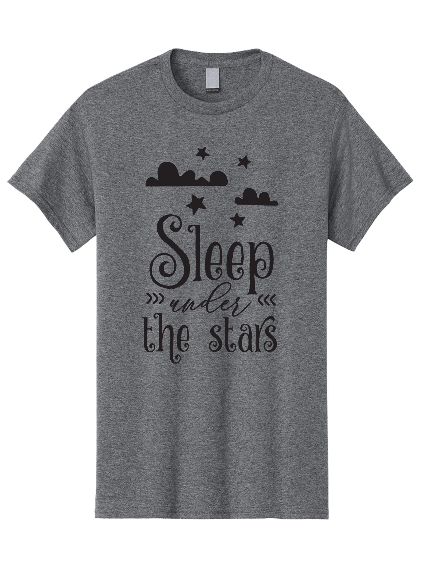 Sleep-Under-The-Stars Men'S Graphic Tee, 100% Cotton, Comfortable Casual Summer Wear, Machine Washable, Sleep Under The Stars, Night Sky, Starry Night, Relaxation, Calming Quote, Inspirational Quote, Celestial Theme, Dreamy Atmosphere Aad164