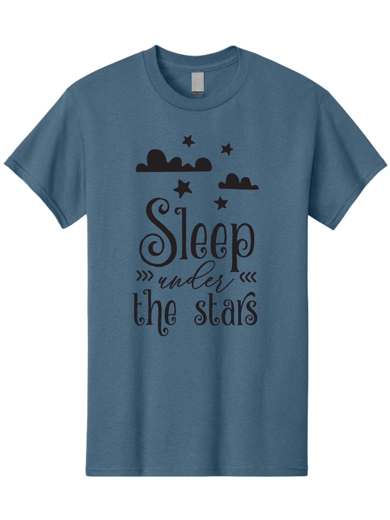 Sleep-Under-The-Stars Men'S Graphic Tee, 100% Cotton, Comfortable Casual Summer Wear, Machine Washable, Sleep Under The Stars, Night Sky, Starry Night, Relaxation, Calming Quote, Inspirational Quote, Celestial Theme, Dreamy Atmosphere Aad164 4