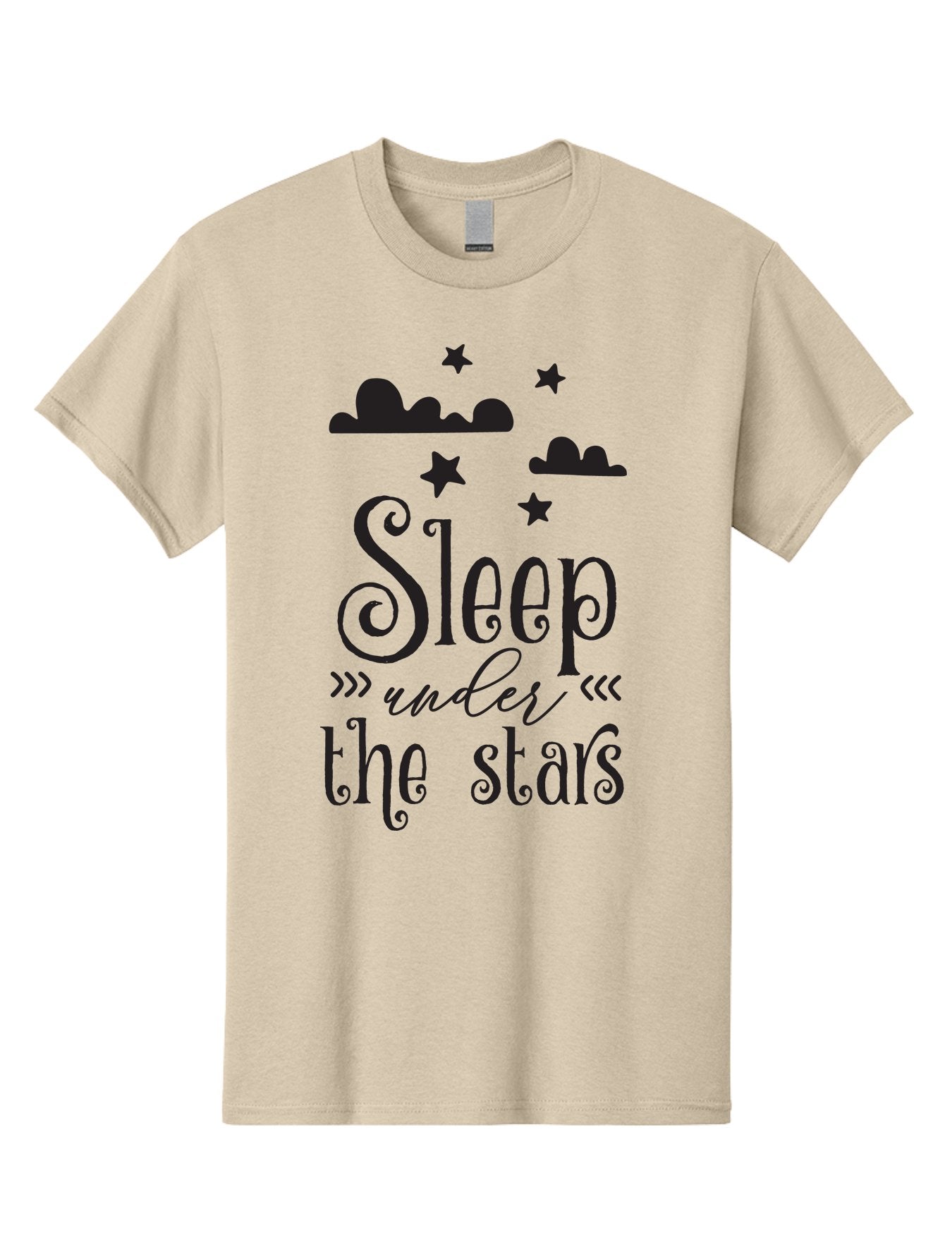 Sleep-Under-The-Stars Men'S Graphic Tee, 100% Cotton, Comfortable Casual Summer Wear, Machine Washable, Sleep Under The Stars, Night Sky, Starry Night, Relaxation, Calming Quote, Inspirational Quote, Celestial Theme, Dreamy Atmosphere Aad164