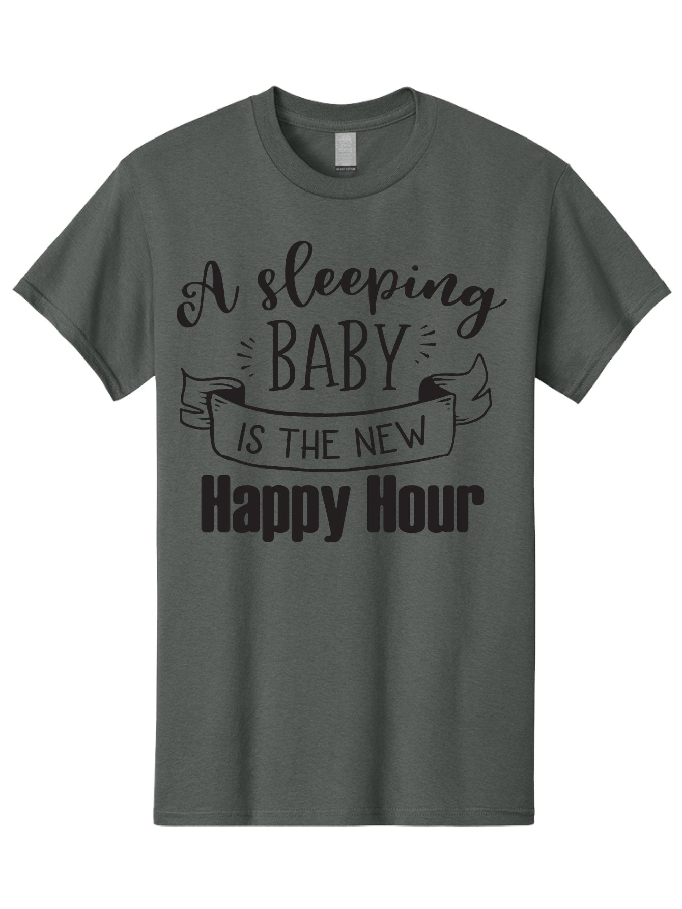 Sleeping-Baby-Is-The-New-Happy-Hour Men'S Graphic Tee, 100% Cotton, Comfortable Casual Summer Wear, Machine Washable, Sleeping Baby Quote, Happy Hour, Parenting Humor, Baby Sleep, New Parents, Funny Quote, Parenting Life Aad165 12
