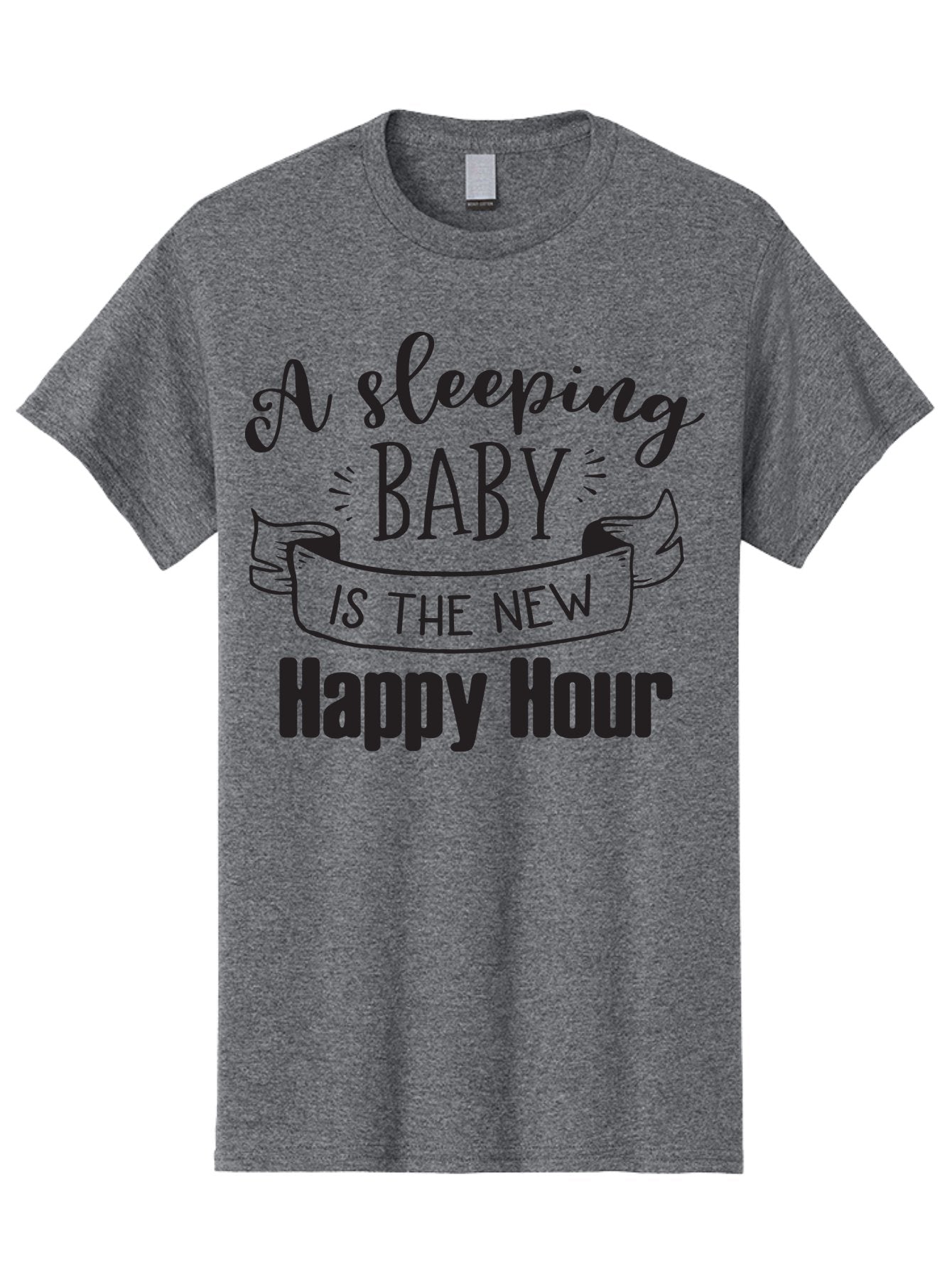 Sleeping-Baby-Is-The-New-Happy-Hour Men'S Graphic Tee, 100% Cotton, Comfortable Casual Summer Wear, Machine Washable, Sleeping Baby Quote, Happy Hour, Parenting Humor, Baby Sleep, New Parents, Funny Quote, Parenting Life Aad165 9