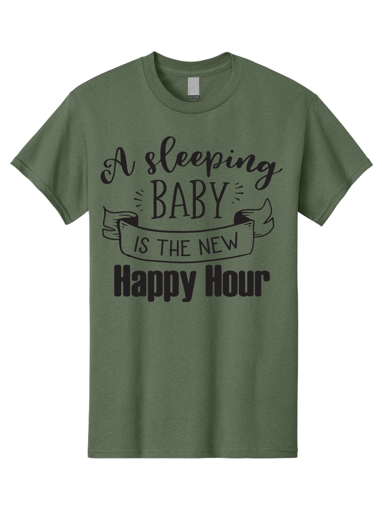 Sleeping-Baby-Is-The-New-Happy-Hour Men'S Graphic Tee, 100% Cotton, Comfortable Casual Summer Wear, Machine Washable, Sleeping Baby Quote, Happy Hour, Parenting Humor, Baby Sleep, New Parents, Funny Quote, Parenting Life Aad165 6