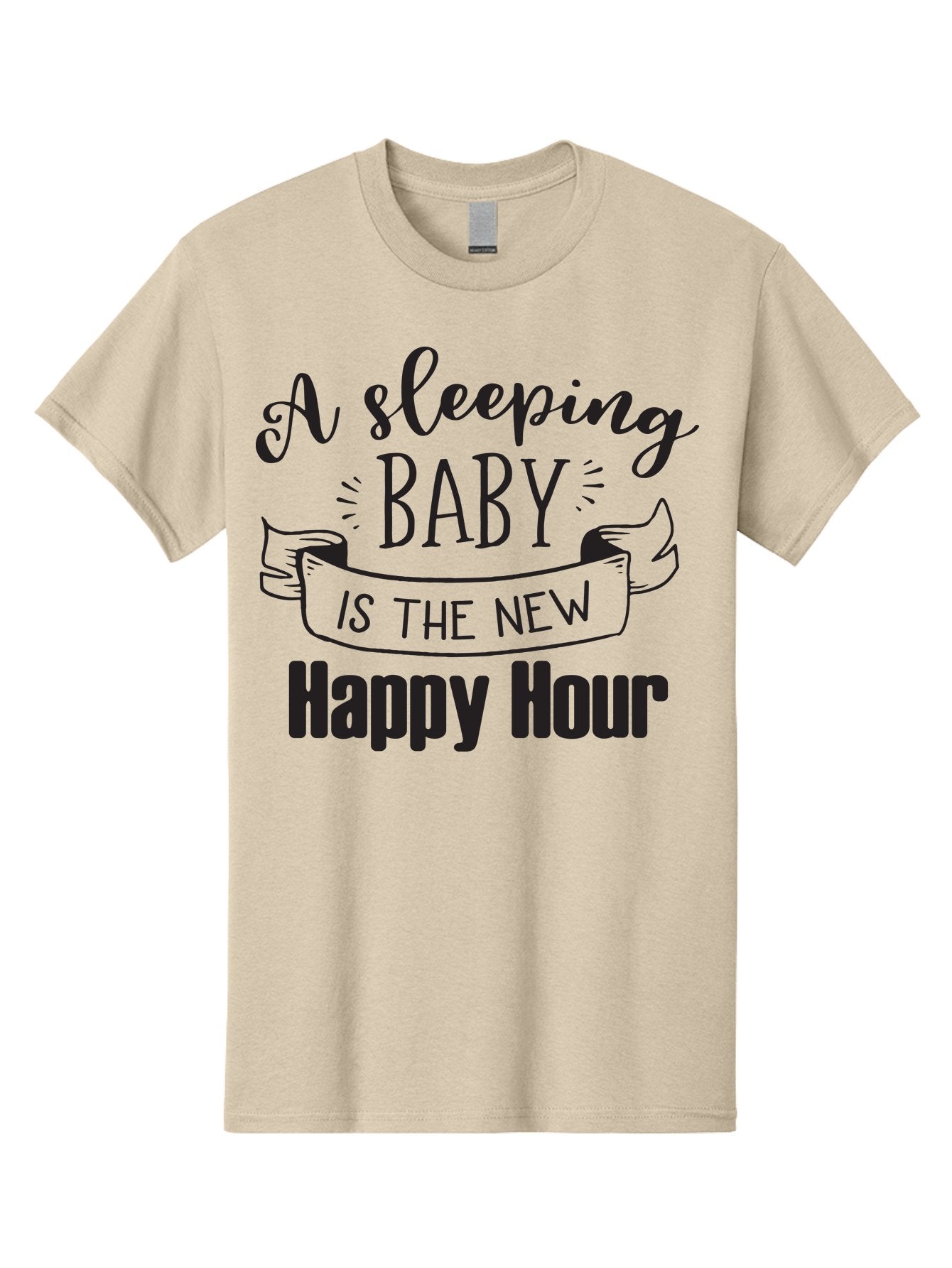 Sleeping-Baby-Is-The-New-Happy-Hour Men'S Graphic Tee, 100% Cotton, Comfortable Casual Summer Wear, Machine Washable, Sleeping Baby Quote, Happy Hour, Parenting Humor, Baby Sleep, New Parents, Funny Quote, Parenting Life Aad165 14