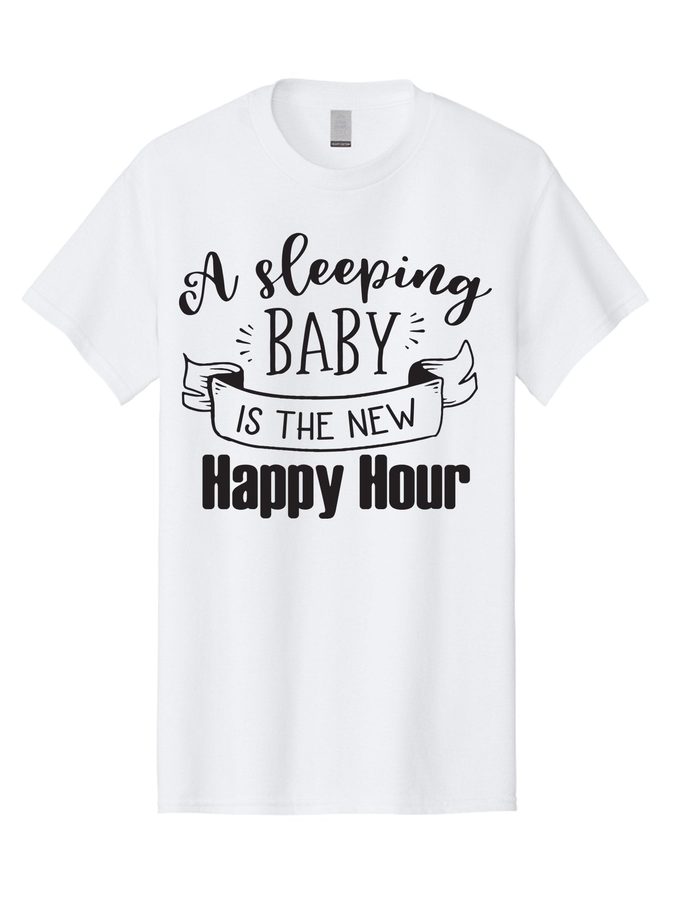 Sleeping-Baby-Is-The-New-Happy-Hour Men'S Graphic Tee, 100% Cotton, Comfortable Casual Summer Wear, Machine Washable, Sleeping Baby Quote, Happy Hour, Parenting Humor, Baby Sleep, New Parents, Funny Quote, Parenting Life Aad165 15