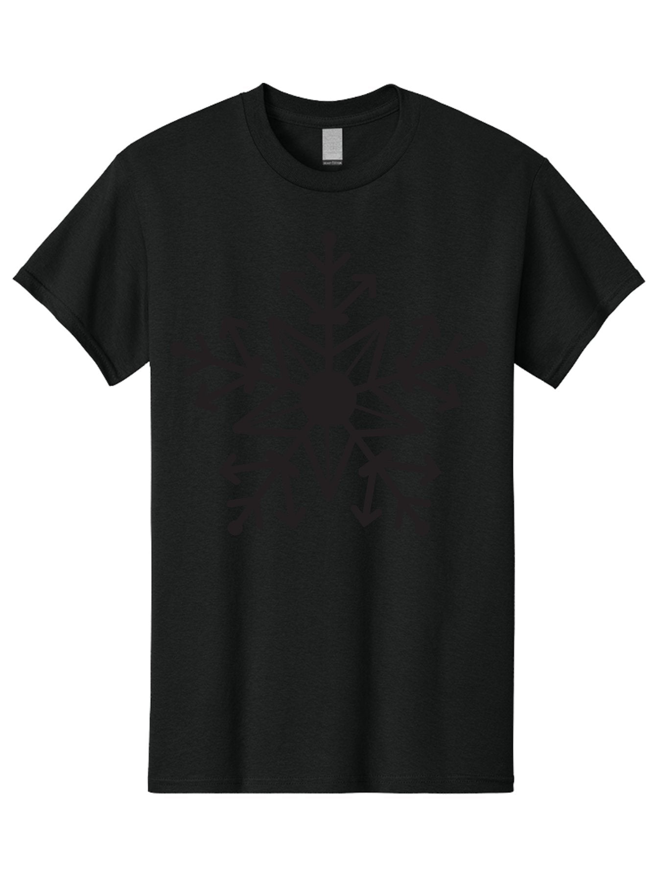 Snowflake-1 Men'S Graphic Tee, 100% Cotton, Comfortable Casual Summer Wear, Machine Washable, Snowflake Design, Arrow Pattern, Symmetrical Shape, Geometric Figure, Abstract Art, Black And Green, Intricate Details, Frosty Feel, Winter Theme Aad167 8