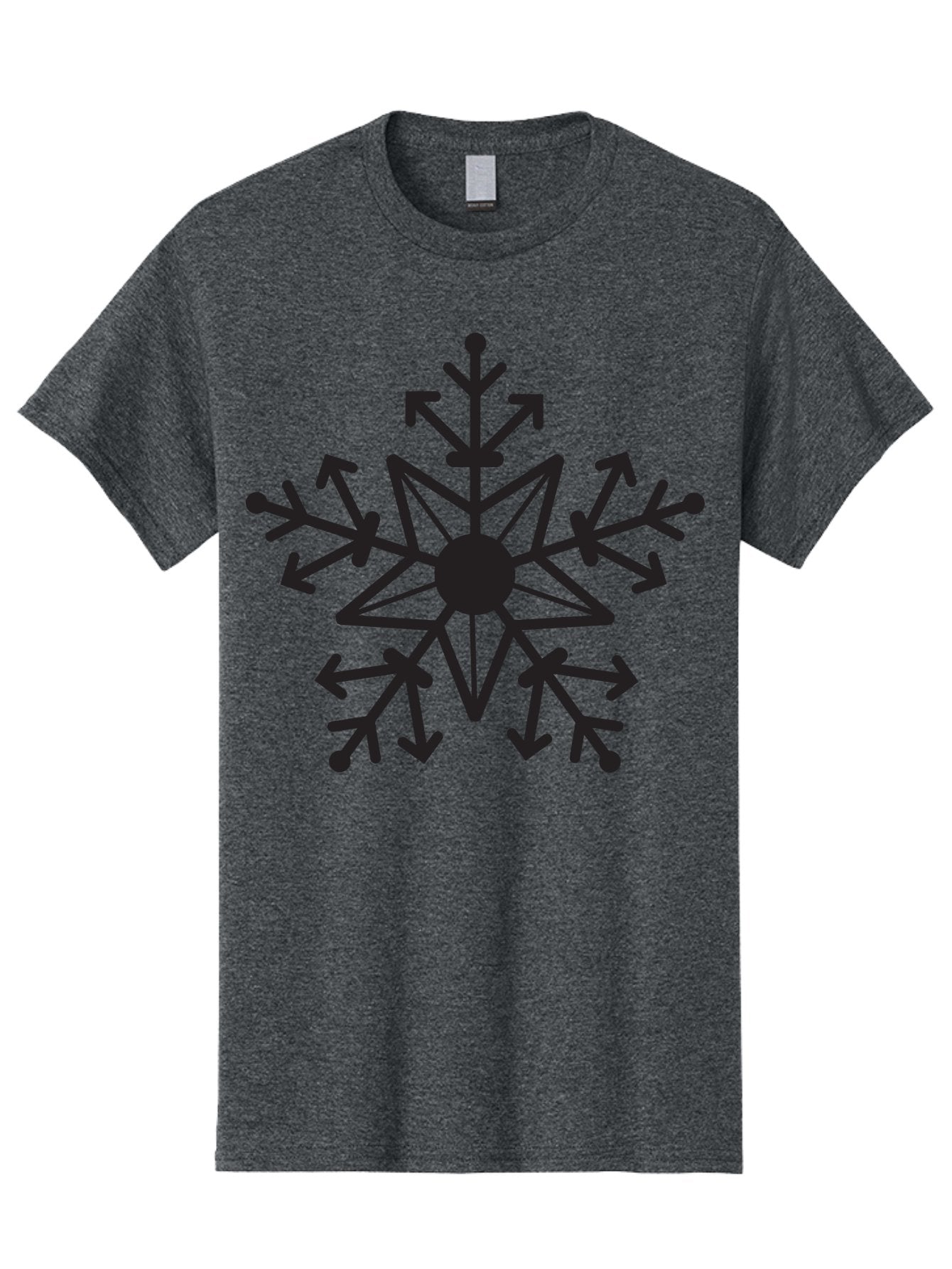 Snowflake-1 Men'S Graphic Tee, 100% Cotton, Comfortable Casual Summer Wear, Machine Washable, Snowflake Design, Arrow Pattern, Symmetrical Shape, Geometric Figure, Abstract Art, Black And Green, Intricate Details, Frosty Feel, Winter Theme Aad167 9