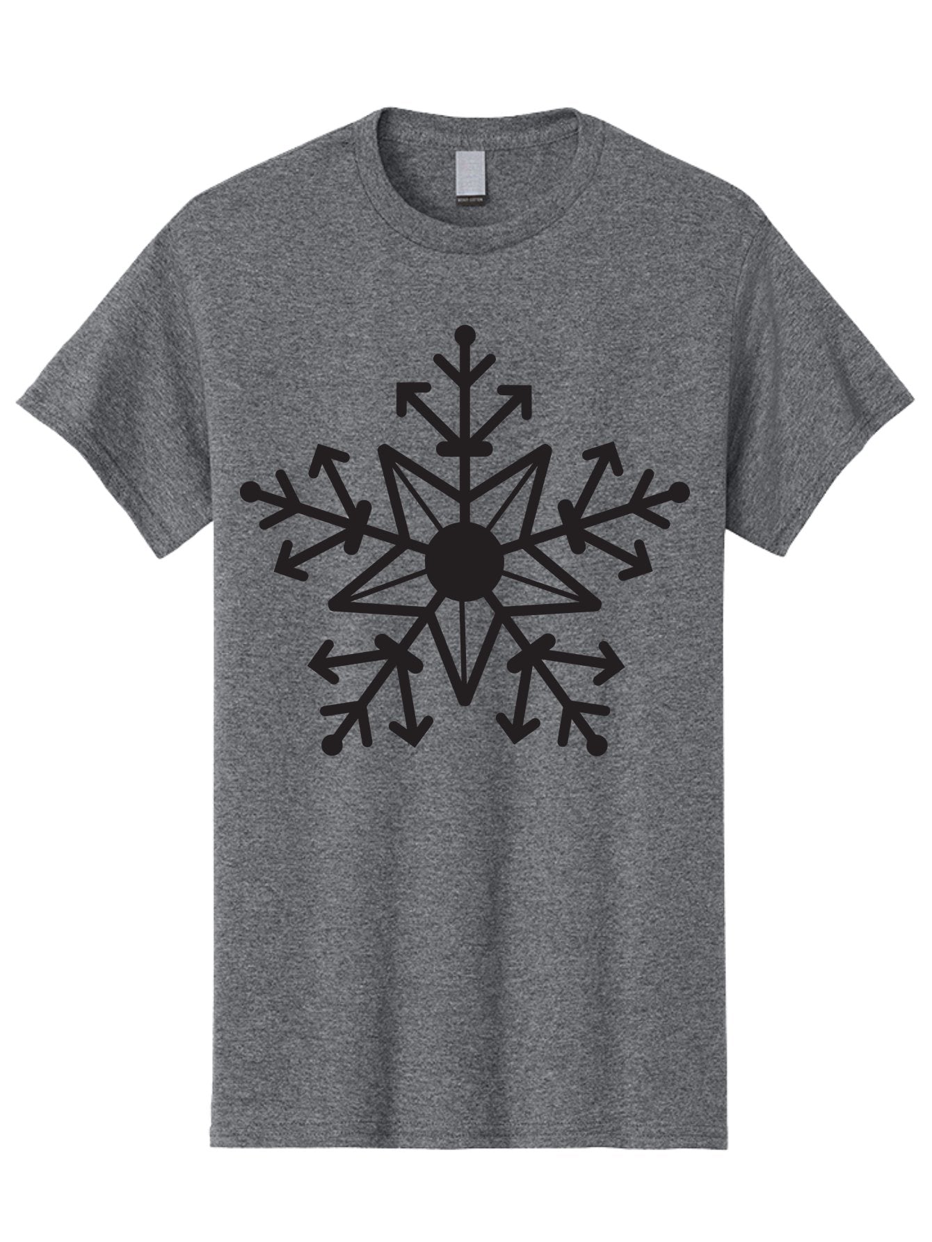 Snowflake-1 Men'S Graphic Tee, 100% Cotton, Comfortable Casual Summer Wear, Machine Washable, Snowflake Design, Arrow Pattern, Symmetrical Shape, Geometric Figure, Abstract Art, Black And Green, Intricate Details, Frosty Feel, Winter Theme Aad167 13