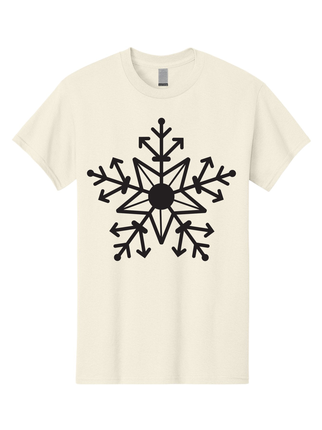 Snowflake-1 Men'S Graphic Tee, 100% Cotton, Comfortable Casual Summer Wear, Machine Washable, Snowflake Design, Arrow Pattern, Symmetrical Shape, Geometric Figure, Abstract Art, Black And Green, Intricate Details, Frosty Feel, Winter Theme Aad167 6