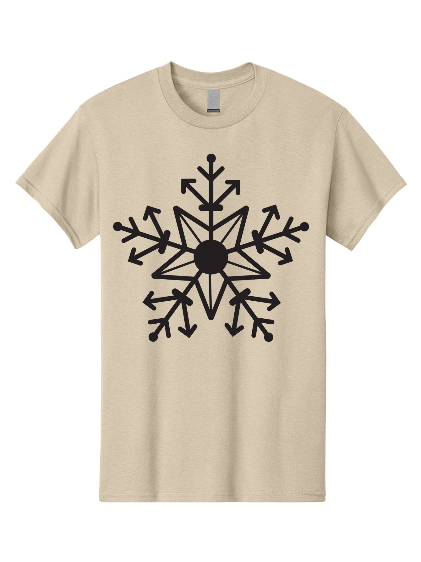 Snowflake-1 Men'S Graphic Tee, 100% Cotton, Comfortable Casual Summer Wear, Machine Washable, Snowflake Design, Arrow Pattern, Symmetrical Shape, Geometric Figure, Abstract Art, Black And Green, Intricate Details, Frosty Feel, Winter Theme Aad167 15