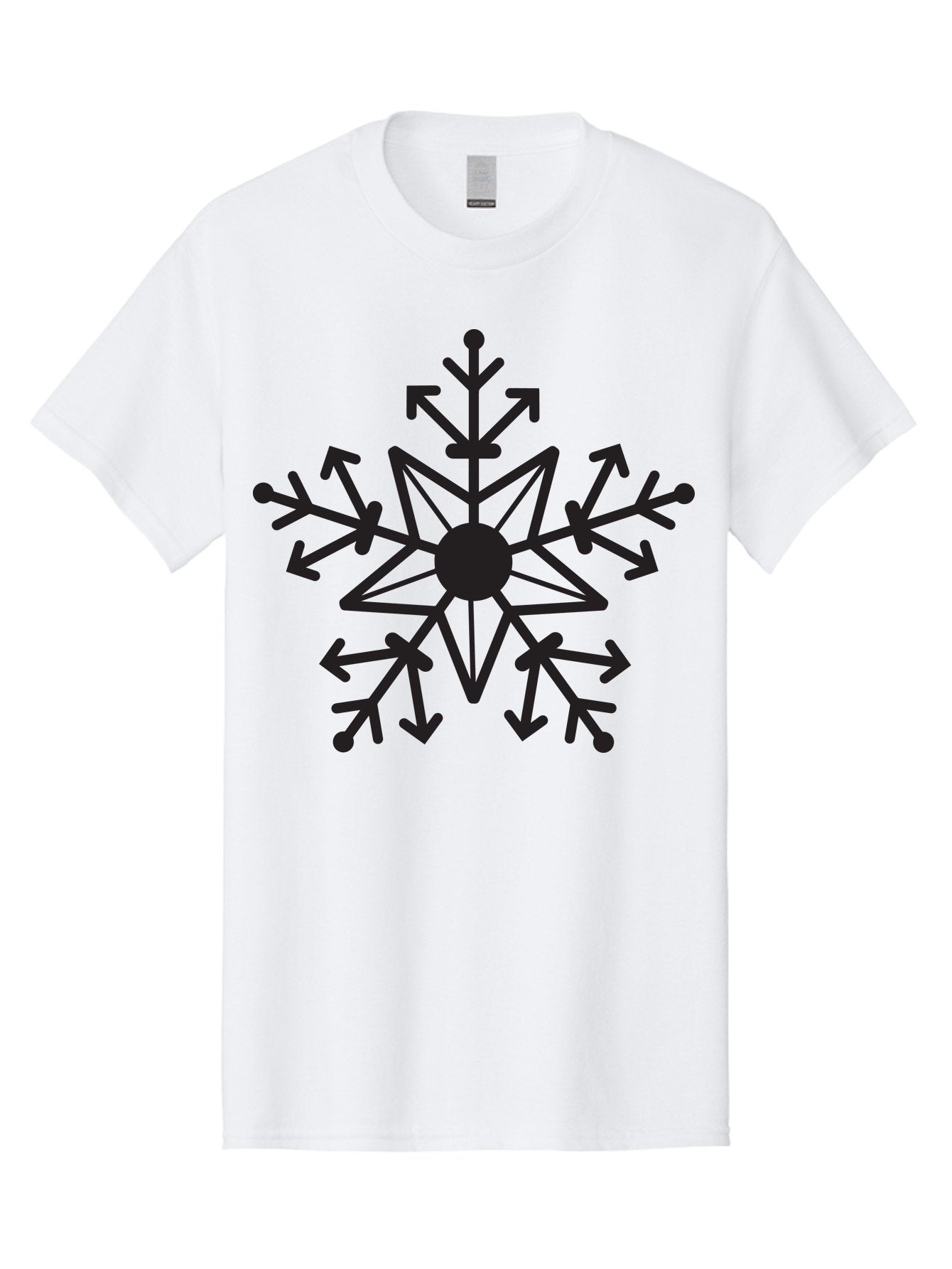 Snowflake-1 Men'S Graphic Tee, 100% Cotton, Comfortable Casual Summer Wear, Machine Washable, Snowflake Design, Arrow Pattern, Symmetrical Shape, Geometric Figure, Abstract Art, Black And Green, Intricate Details, Frosty Feel, Winter Theme Aad167 7