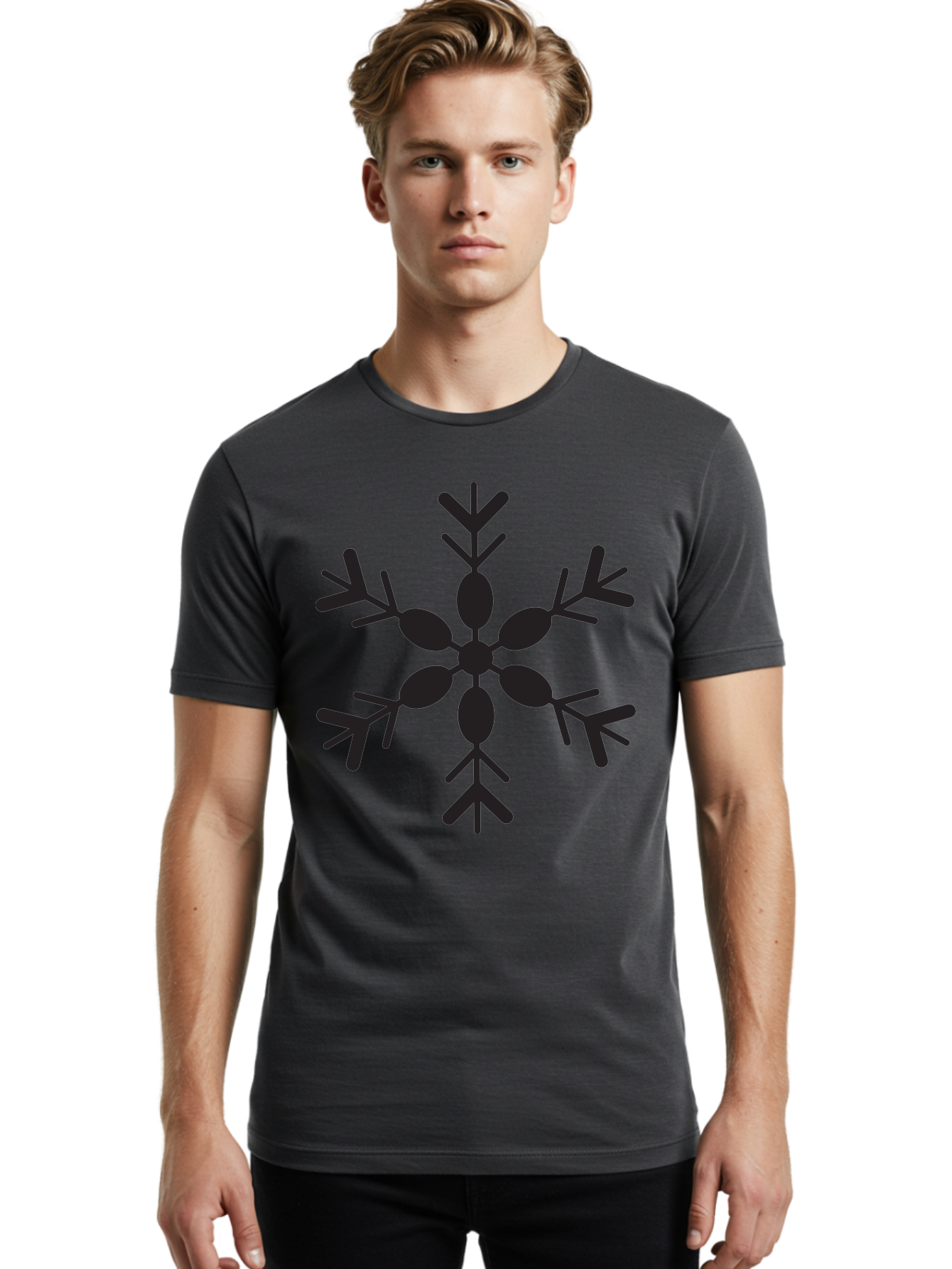 Snowflake-2 Men'S Graphic Tee, 100% Cotton, Comfortable Casual Summer Wear, Machine Washable, Symmetrical Black Snowflake, Winter Wonderland, Festive Design, Intricate Patterns, Six-Pointed Star, Christmas Decorations, Holiday Graphics, Aad168 28
