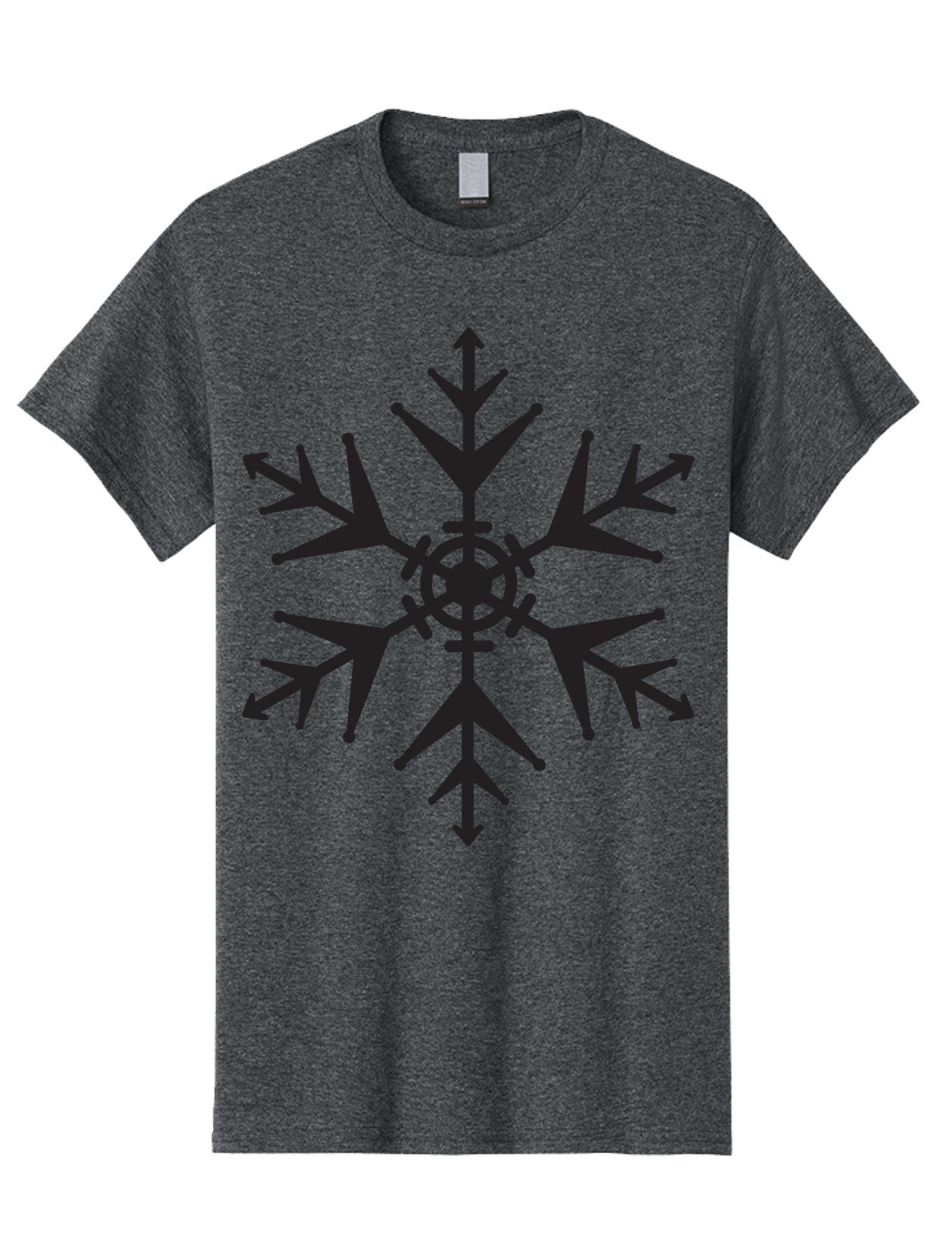 Snowflake-4 Men'S Graphic Tee, 100% Cotton, Comfortable Casual Summer Wear, Machine Washable, Snowflake Design, Black Silhouette, Six-Pointed Star, Symmetrical Pattern, Frosty Decor, Winter Symbol, Cold Weather, Symmetrical Shape Aad170 5