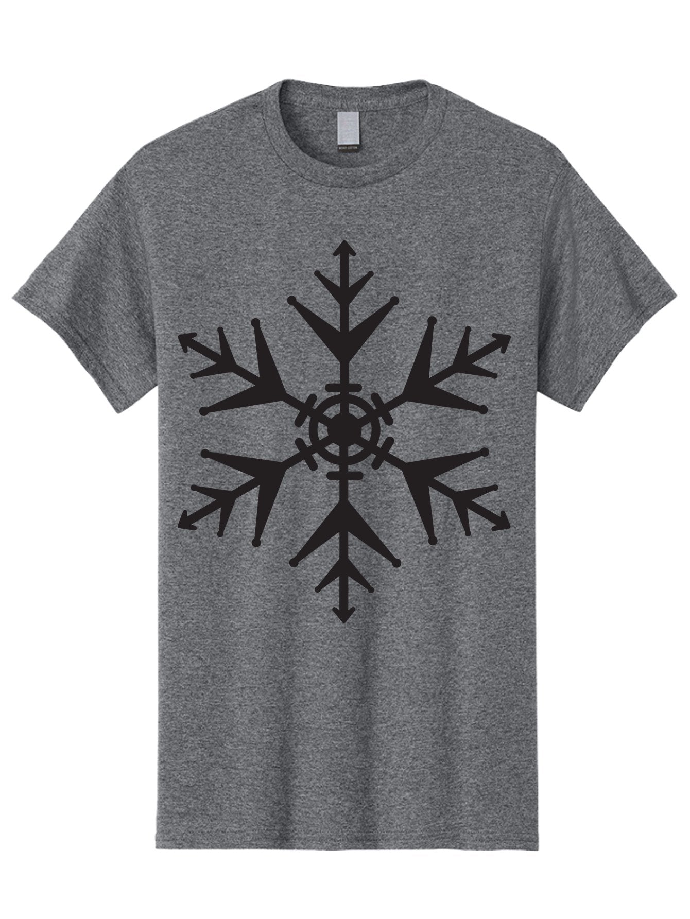 Snowflake-4 Men'S Graphic Tee, 100% Cotton, Comfortable Casual Summer Wear, Machine Washable, Snowflake Design, Black Silhouette, Six-Pointed Star, Symmetrical Pattern, Frosty Decor, Winter Symbol, Cold Weather, Symmetrical Shape Aad170 8