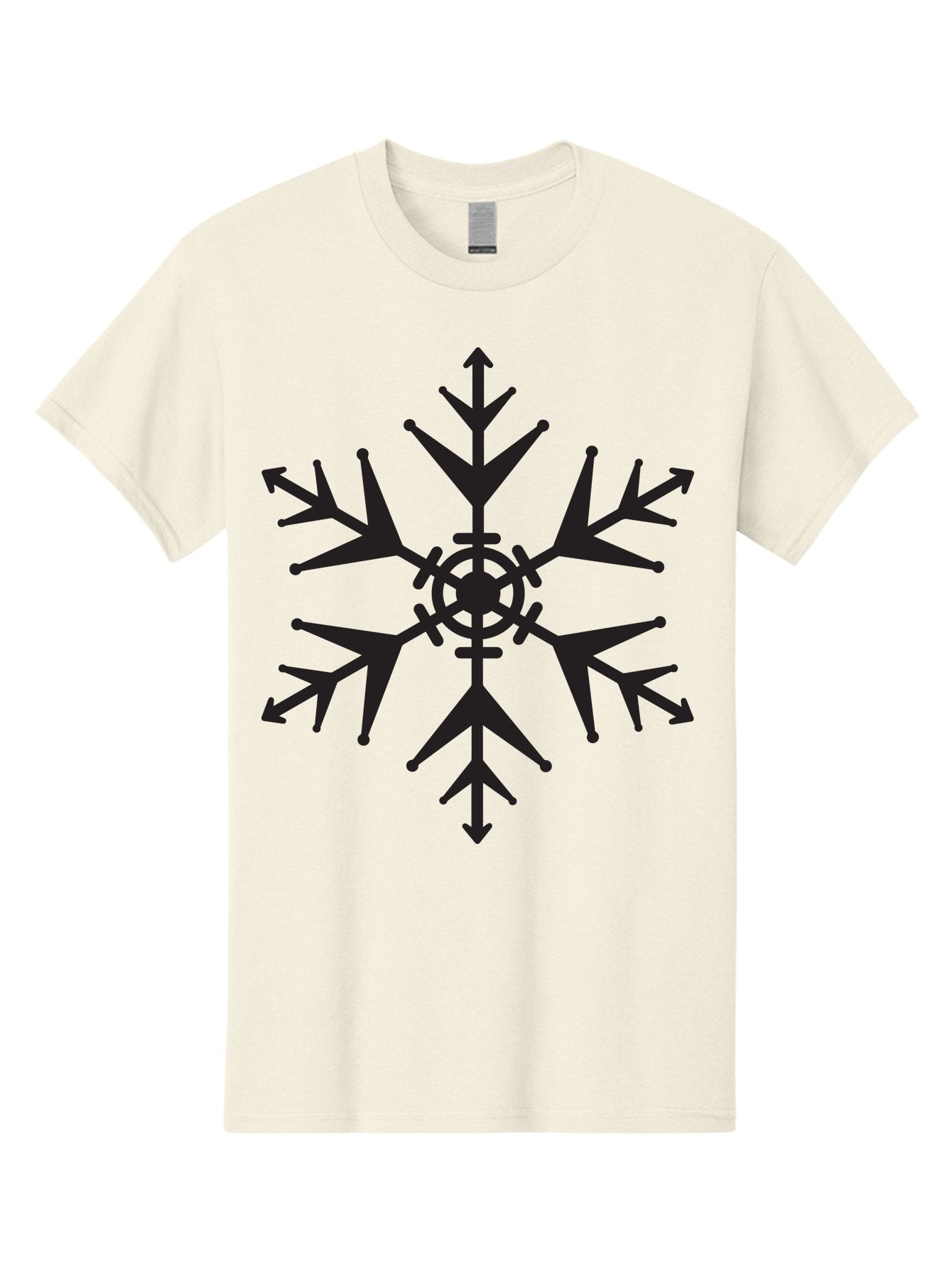 Snowflake-4 Men'S Graphic Tee, 100% Cotton, Comfortable Casual Summer Wear, Machine Washable, Snowflake Design, Black Silhouette, Six-Pointed Star, Symmetrical Pattern, Frosty Decor, Winter Symbol, Cold Weather, Symmetrical Shape Aad170 3