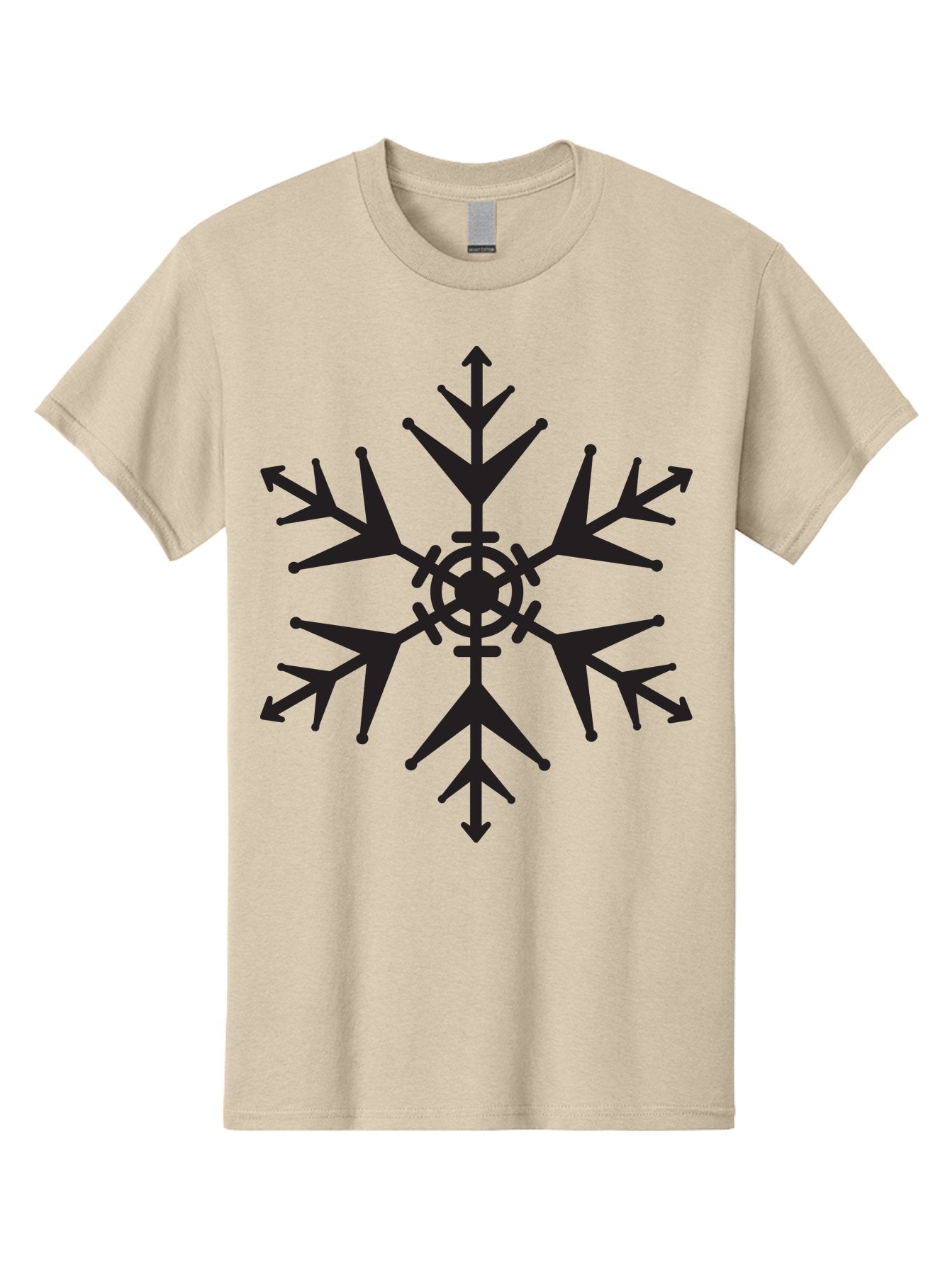 Snowflake-4 Men'S Graphic Tee, 100% Cotton, Comfortable Casual Summer Wear, Machine Washable, Snowflake Design, Black Silhouette, Six-Pointed Star, Symmetrical Pattern, Frosty Decor, Winter Symbol, Cold Weather, Symmetrical Shape Aad170 15
