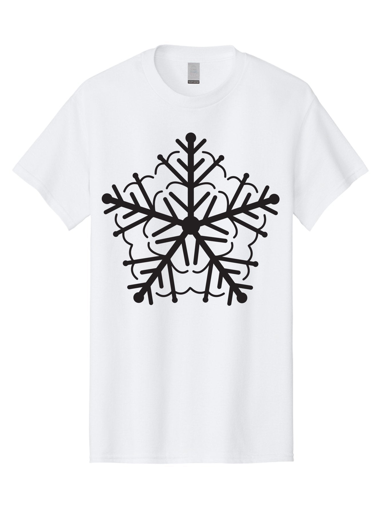 Snowflake-5 Men'S Graphic Tee, 100% Cotton, Comfortable Casual Summer Wear, Machine Washable, Black Snowflake, Winter Wonderland, Festive Decoration, Holiday Season, Snowy Design, Symmetrical Pattern, Frozen Frost, Icy Charm Aad171