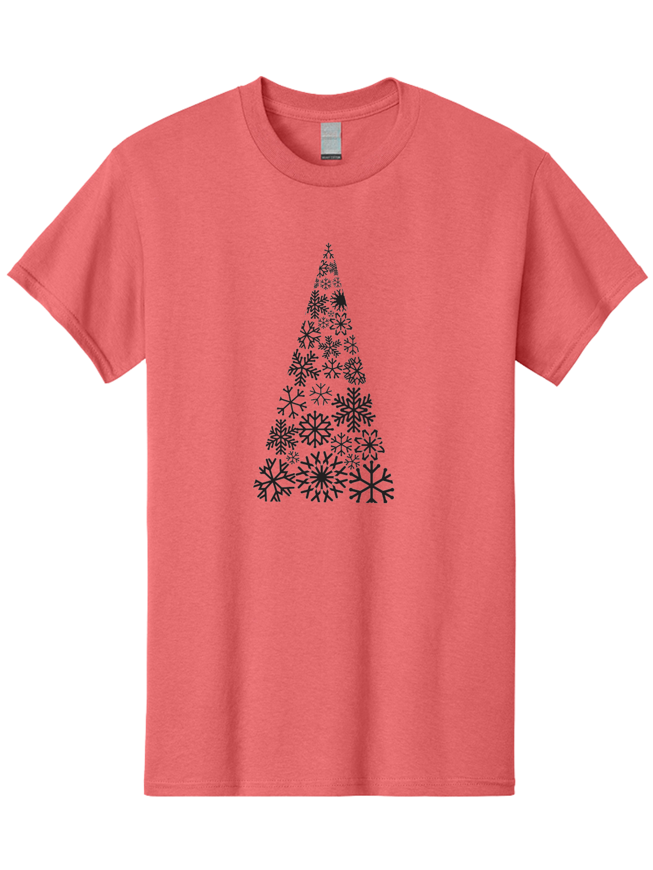 Snowflakes-Christmas-Tree Men'S Graphic Tee, 100% Cotton, Comfortable Casual Summer Wear, Machine Washable, Snowflake Christmas Tree, Festive Design, Winter Wonderland, Holiday Graphics, Seasonal Decor, Christmas Tree Silhouette, Snowflakes, Aad175