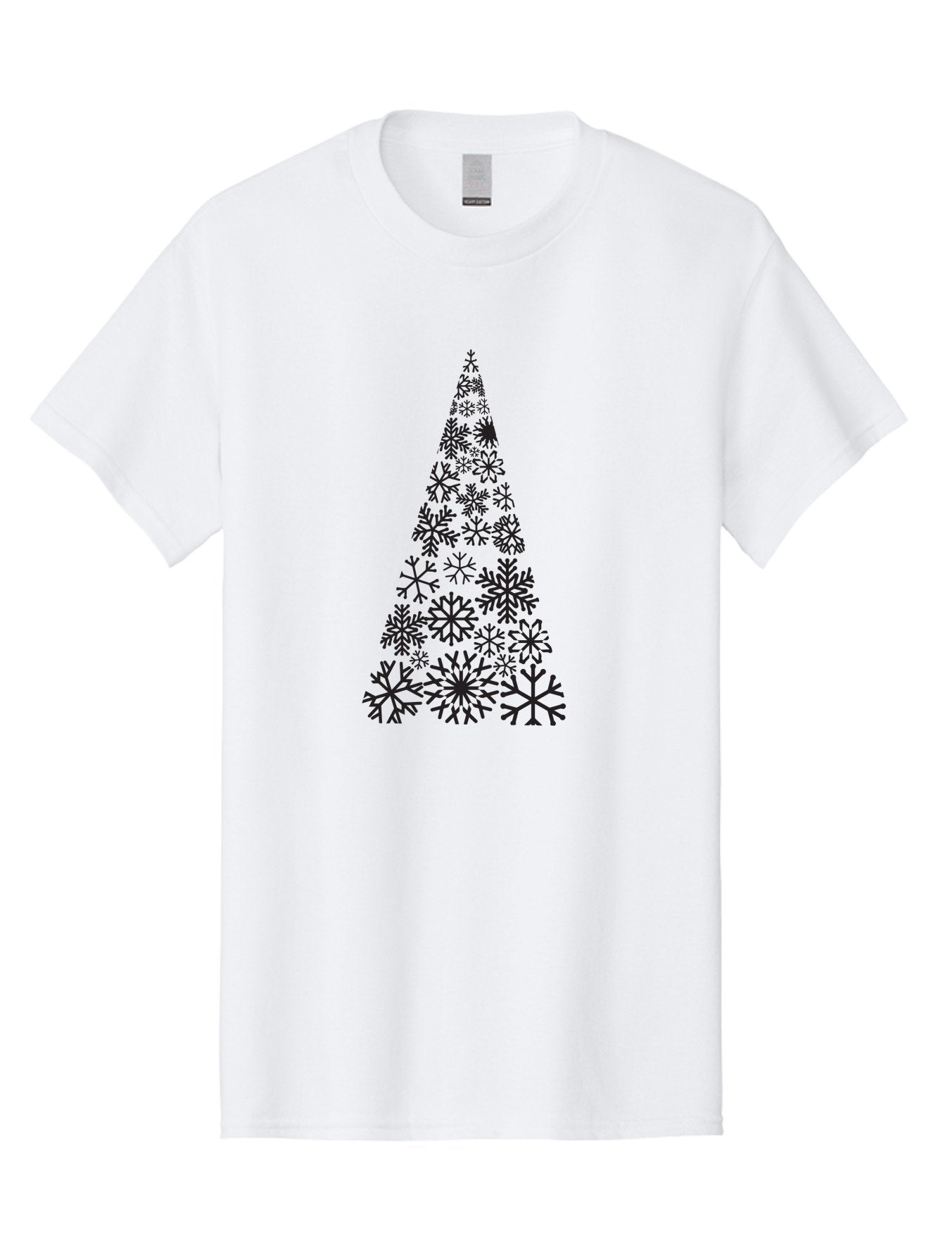 Snowflakes-Christmas-Tree Men'S Graphic Tee, 100% Cotton, Comfortable Casual Summer Wear, Machine Washable, Snowflake Christmas Tree, Festive Design, Winter Wonderland, Holiday Graphics, Seasonal Decor, Christmas Tree Silhouette, Snowflakes, Aad175