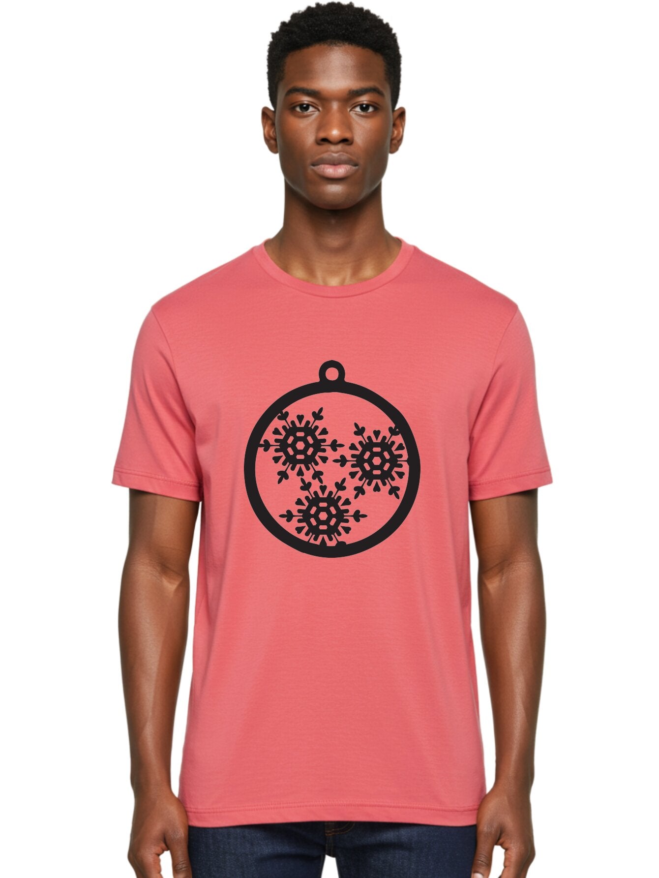 Snowflakes-Ornament-1 Men'S Graphic Tee, 100% Cotton, Comfortable Casual Summer Wear, Machine Washable, Snowflakes In Ornament, Winter Decorations, Festive Designs, Holiday Ornaments, Christmas Decor, Snowy Themes, Decorative Cutouts, Aad176 24