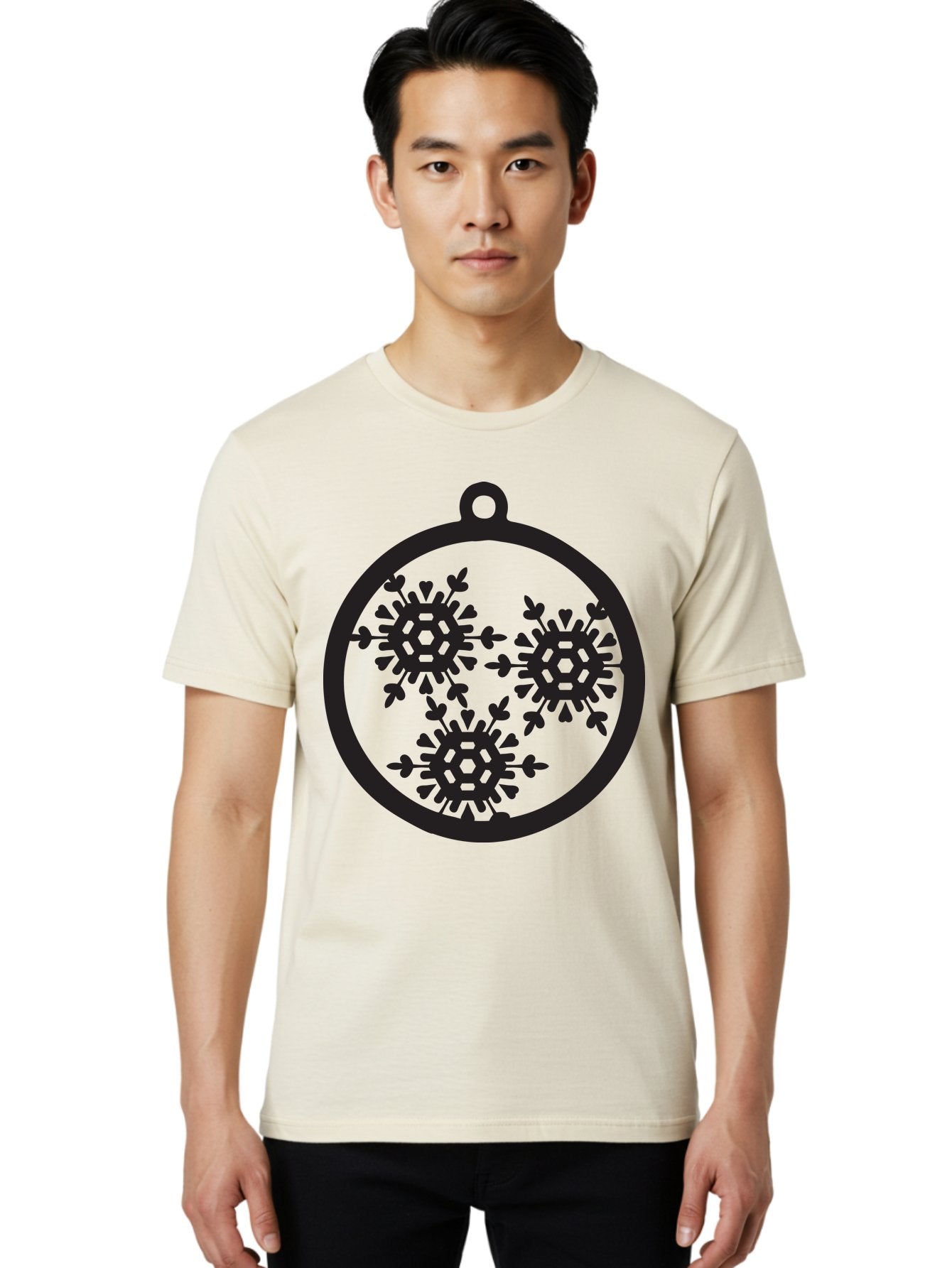 Snowflakes-Ornament-1 Men'S Graphic Tee, 100% Cotton, Comfortable Casual Summer Wear, Machine Washable, Snowflakes In Ornament, Winter Decorations, Festive Designs, Holiday Ornaments, Christmas Decor, Snowy Themes, Decorative Cutouts, Aad176 20