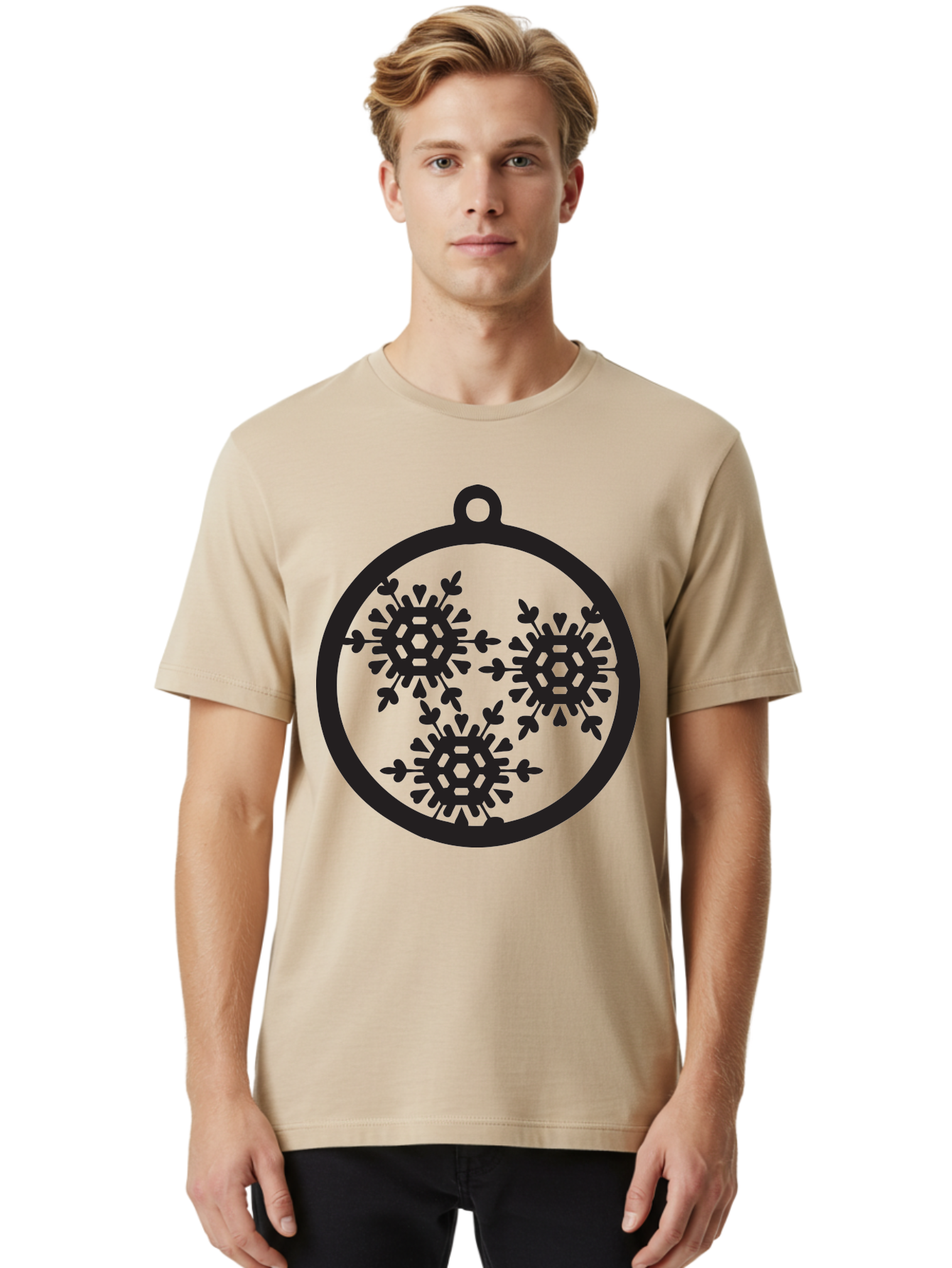 Snowflakes-Ornament-1 Men'S Graphic Tee, 100% Cotton, Comfortable Casual Summer Wear, Machine Washable, Snowflakes In Ornament, Winter Decorations, Festive Designs, Holiday Ornaments, Christmas Decor, Snowy Themes, Decorative Cutouts, Aad176 4