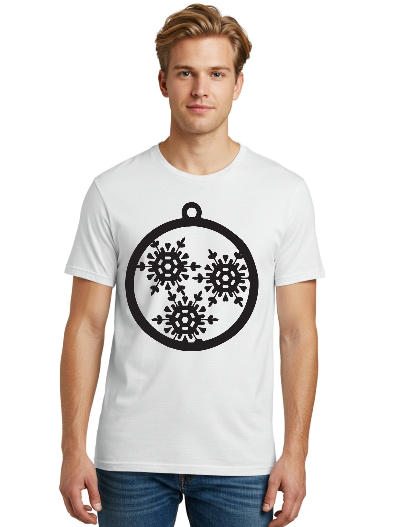 Snowflakes-Ornament-1 Men'S Graphic Tee, 100% Cotton, Comfortable Casual Summer Wear, Machine Washable, Snowflakes In Ornament, Winter Decorations, Festive Designs, Holiday Ornaments, Christmas Decor, Snowy Themes, Decorative Cutouts, Aad176 23