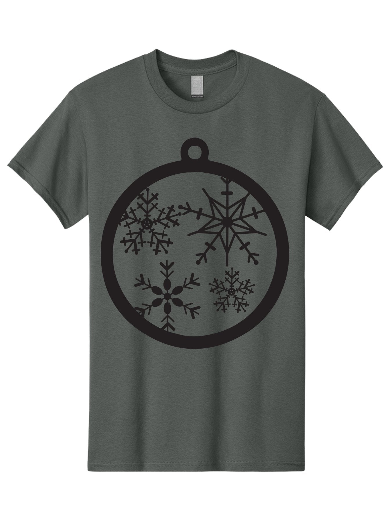 Snowflakes-Ornament-2 Men'S Graphic Tee, 100% Cotton, Comfortable Casual Summer Wear, Machine Washable, Snowflakes, Winter Decoration, Christmas Ornament, Festive Design, Holiday Decor, Black Silhouette, Intricate Patterns, Snowflake Art, Aad177
