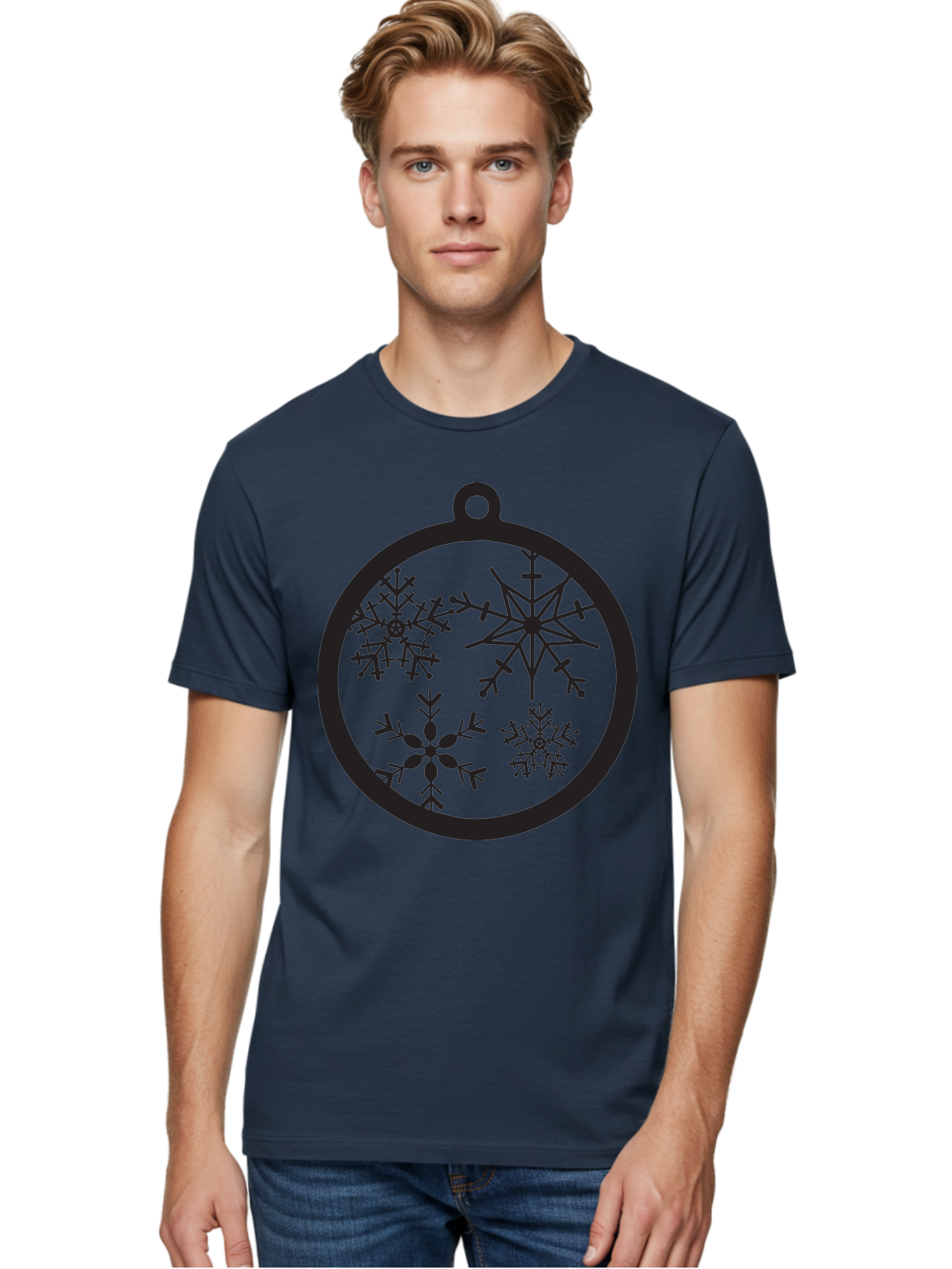 Snowflakes-Ornament-2 Men'S Graphic Tee, 100% Cotton, Comfortable Casual Summer Wear, Machine Washable, Snowflakes, Winter Decoration, Christmas Ornament, Festive Design, Holiday Decor, Black Silhouette, Intricate Patterns, Snowflake Art, Aad177 16