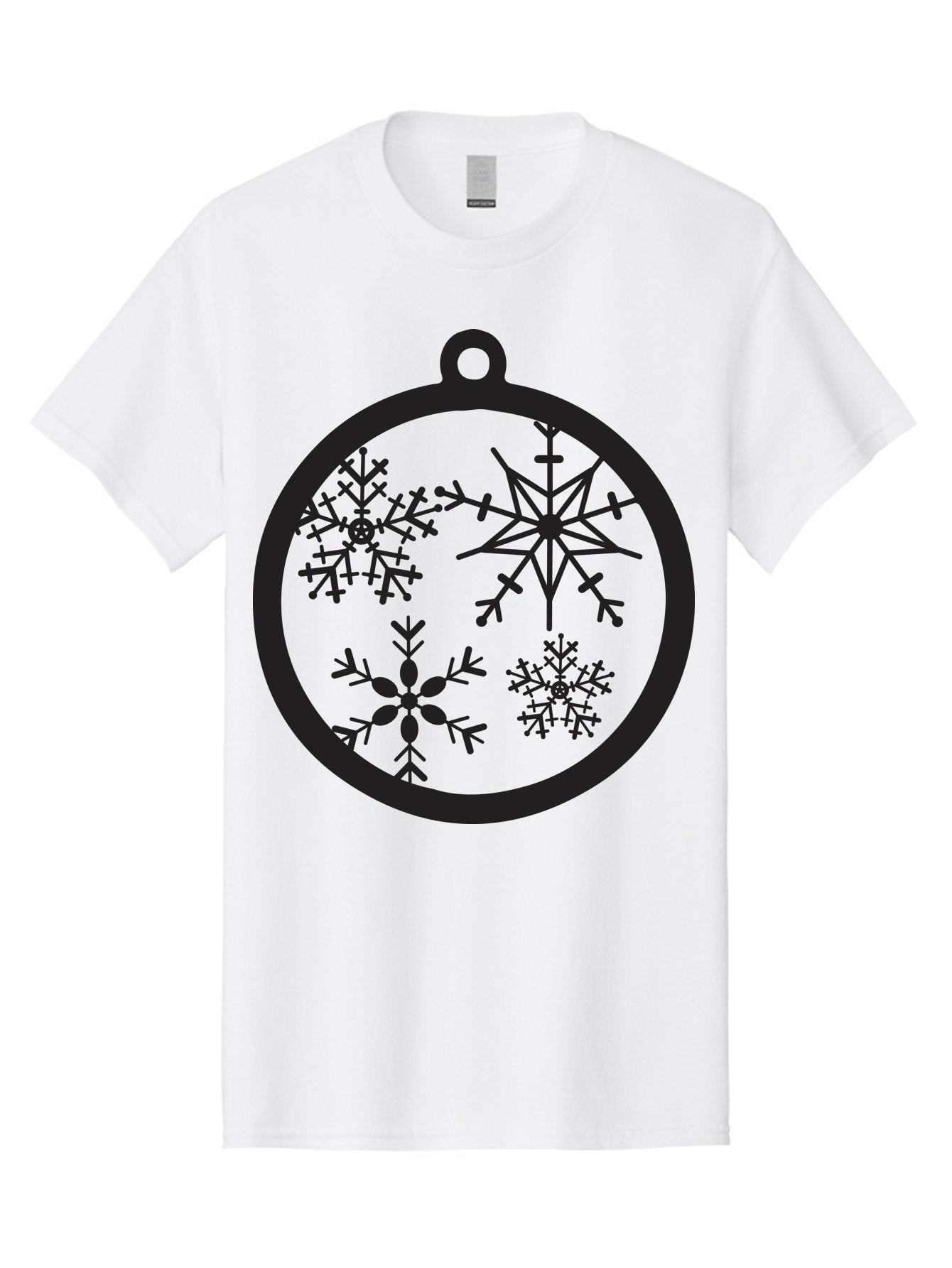 Snowflakes-Ornament-2 Men'S Graphic Tee, 100% Cotton, Comfortable Casual Summer Wear, Machine Washable, Snowflakes, Winter Decoration, Christmas Ornament, Festive Design, Holiday Decor, Black Silhouette, Intricate Patterns, Snowflake Art, Aad177